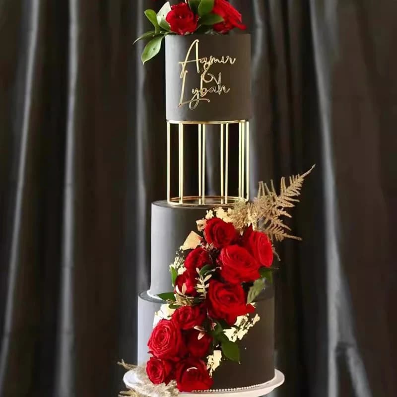 Suporte de bolo flutuante dourado para bolos de casamento, suporte separador, festa de aniversário, decoração de bolo