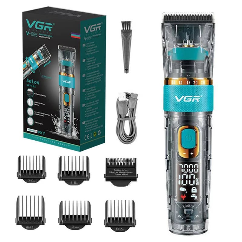 Original vgr profissional aparador de cabelo sem fio barbeiro máquina de cortar cabelo para homens lavável barba máquina de corte de cabelo