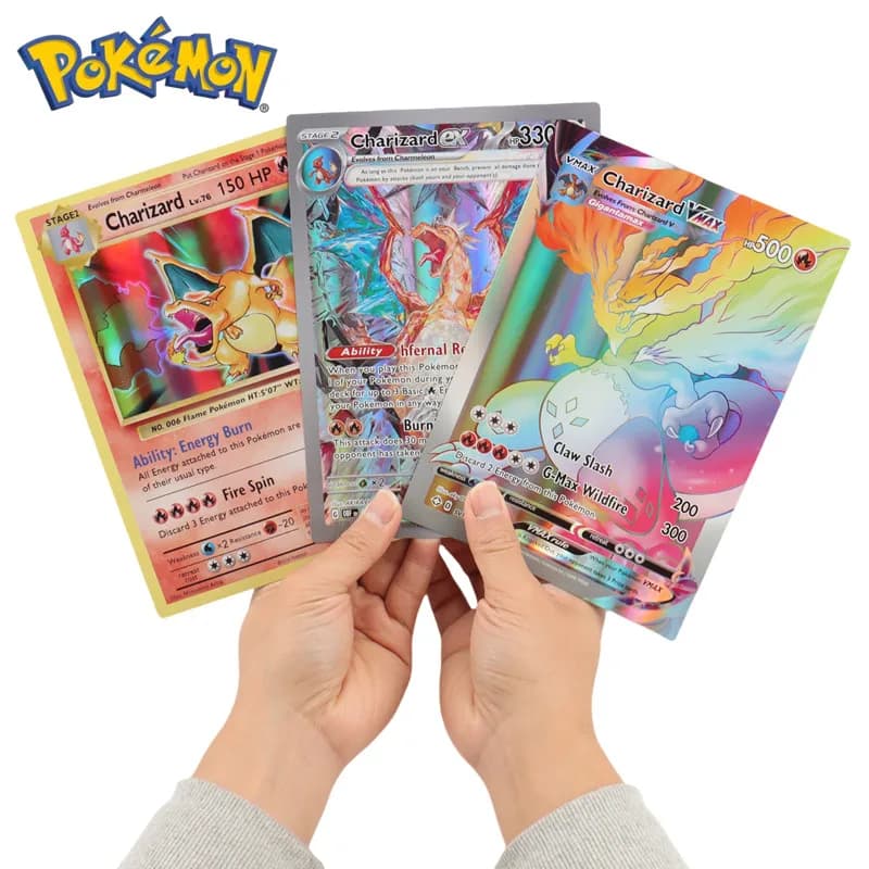 30 pçs cartões pokemon de grandes dimensões cartões de letras jumbo mega vmax vstar gx arceus pikachu charizard super brilhante cartão raro
