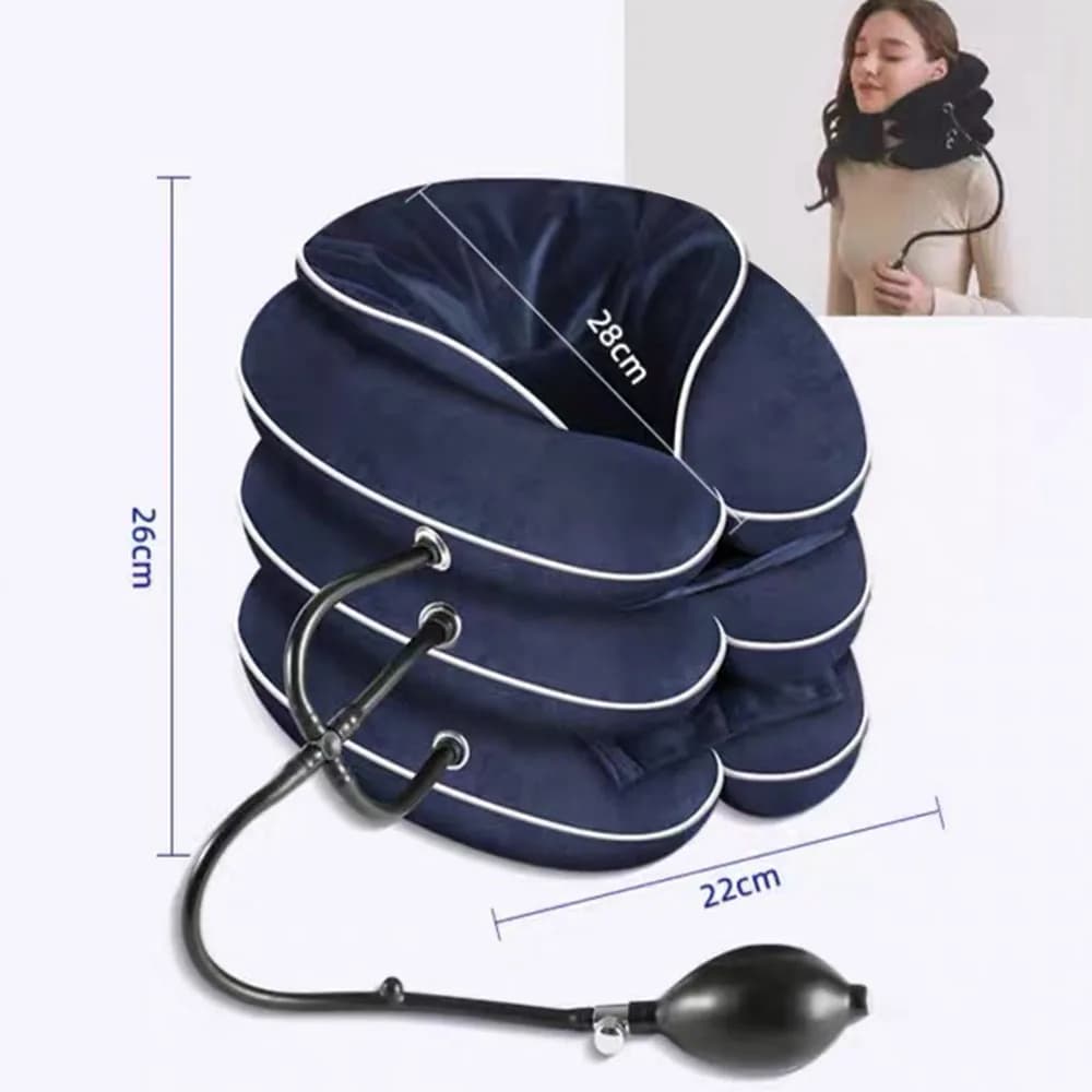 Dispositivo de tração de pescoço cervical, alívio para dor crônica de alinhamento de pescoço e ombro, colar de maca de pescoço inflável para