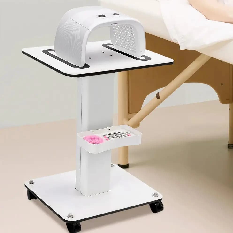Carrinho de Salão de 2 Níveis em Metal, Carrinho de SPA com Rodas, Mesa Super Grande 52*40*69cm, Capacidade de Carga de 40kg para Máquinas de