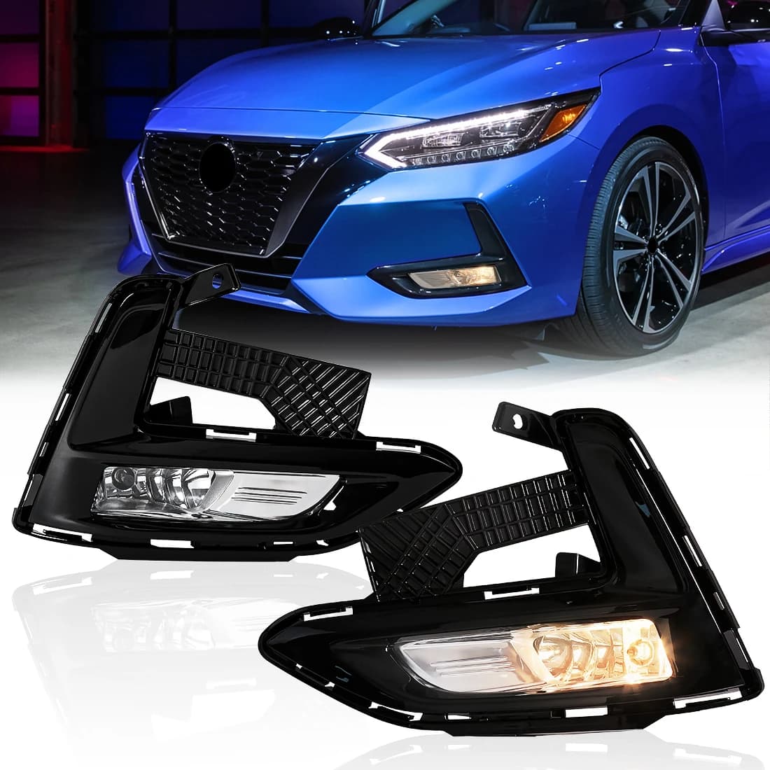 Luz de Neblina para Nissan Sentra Sylphy 2019 2020 2021, Farol de Neblina Halógeno para Para-choque Dianteiro, Luz Diurna, Acessórios para Carro 12V