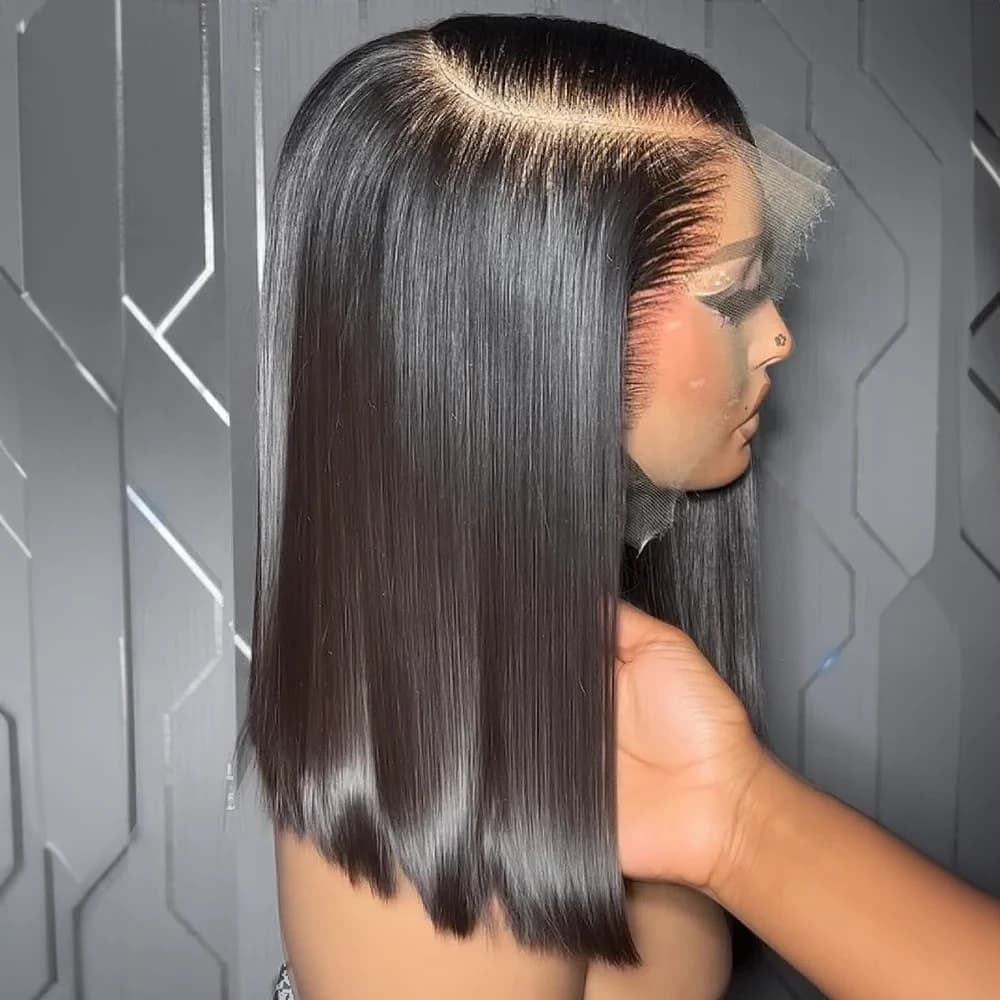 Peruca de Cabelo Humano 100% Curta Bob com Lace Frontal 13x6, Cabelo Liso Vietnamita Cru Pré-arrancado, Peruca Glueless 7x5 13x4 Pronta para Usar,