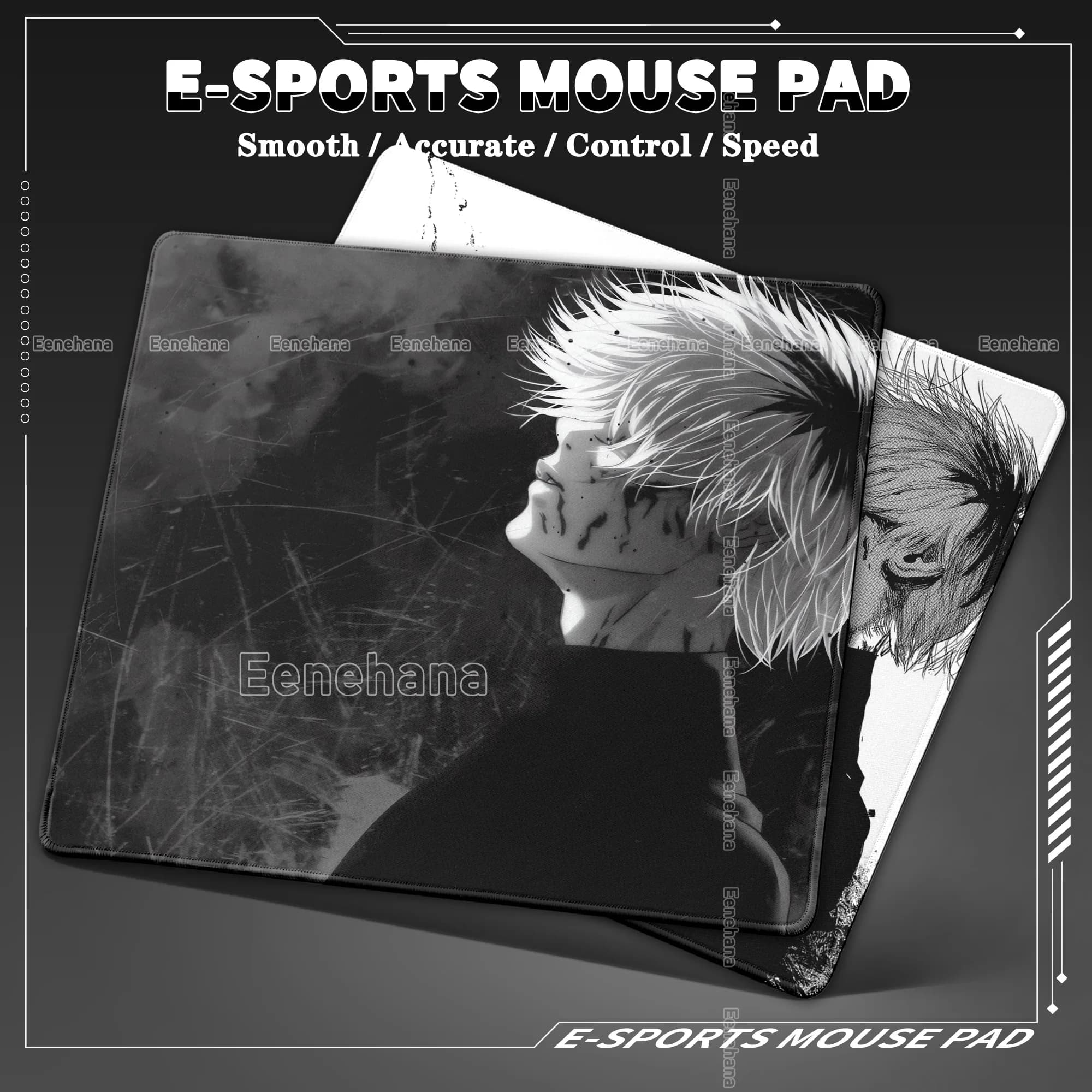 45x40cm velocidade esports à prova dwaterproof água tokyo ghoul mouse pad anime escritório tapete de quadrinhos japoneses teclado preto & branco
