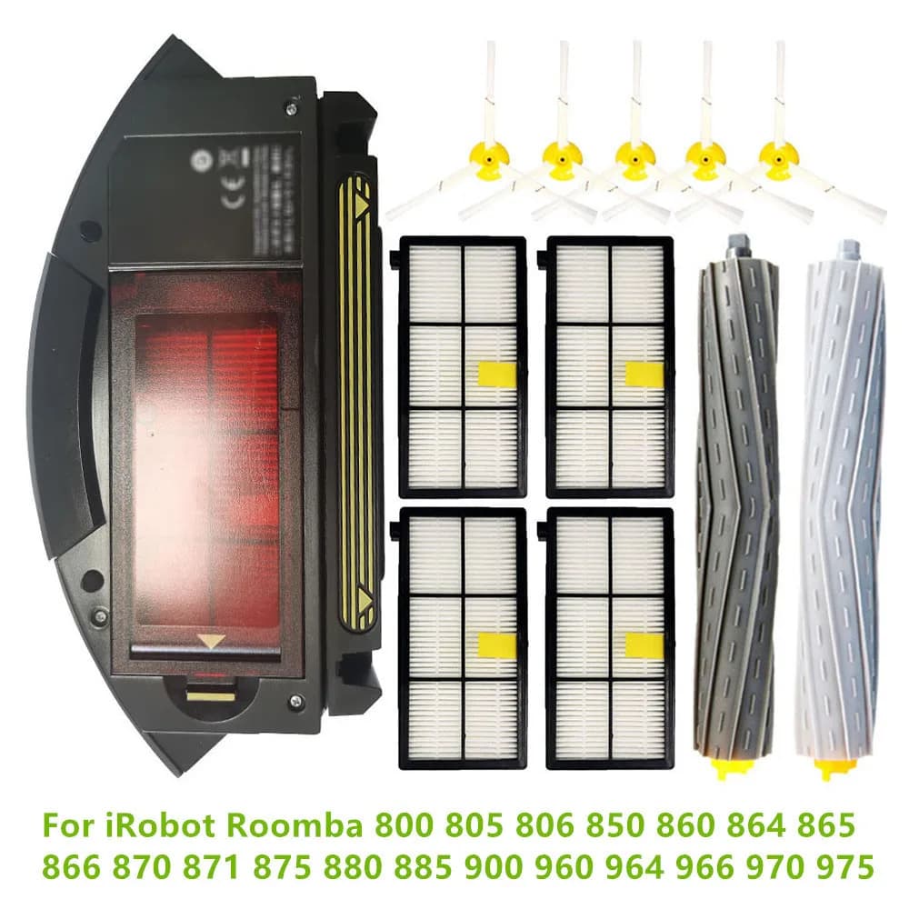 Caixa de poeira filtro hepa escovas laterais principais para irobot roomba 800 805 806 850 860 864 865 866 870 871 875 880 885 960 964 966 970 975