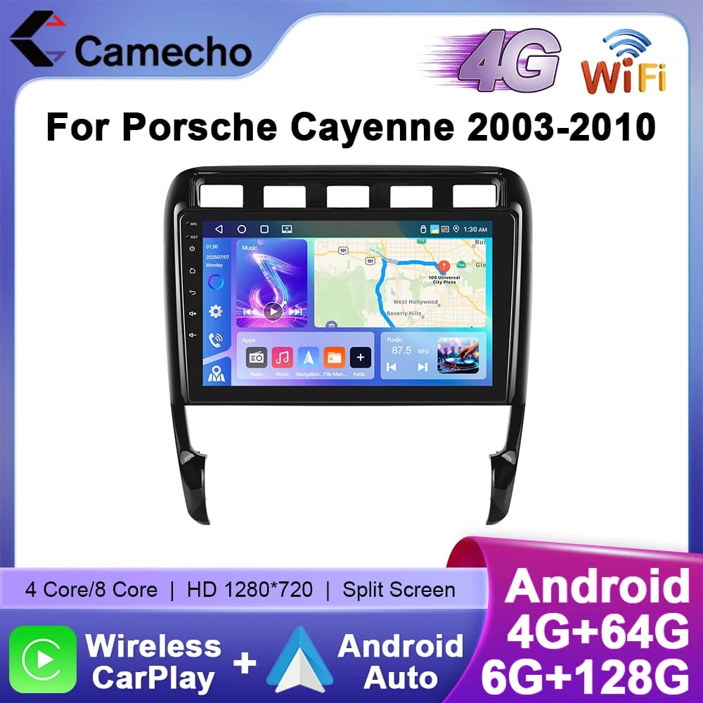 Camecho rádio do carro para porsche cayenne 2003-2010 sem fio carplay android auto multimídia player 6 + 128g 4g wifi espelho link gps