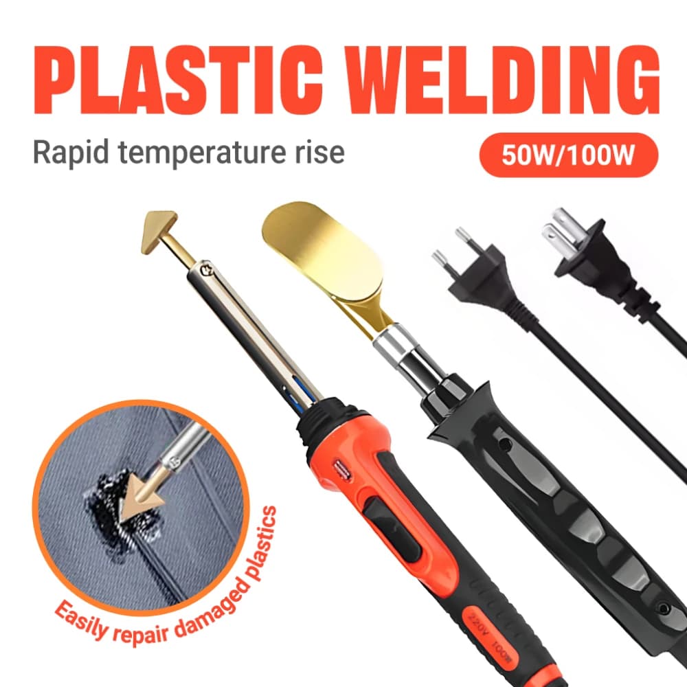 Kit profissional de soldagem de plástico 50w/100w com temperatura ajustável, ferro de solda para reparo de para-choques de carro com solda