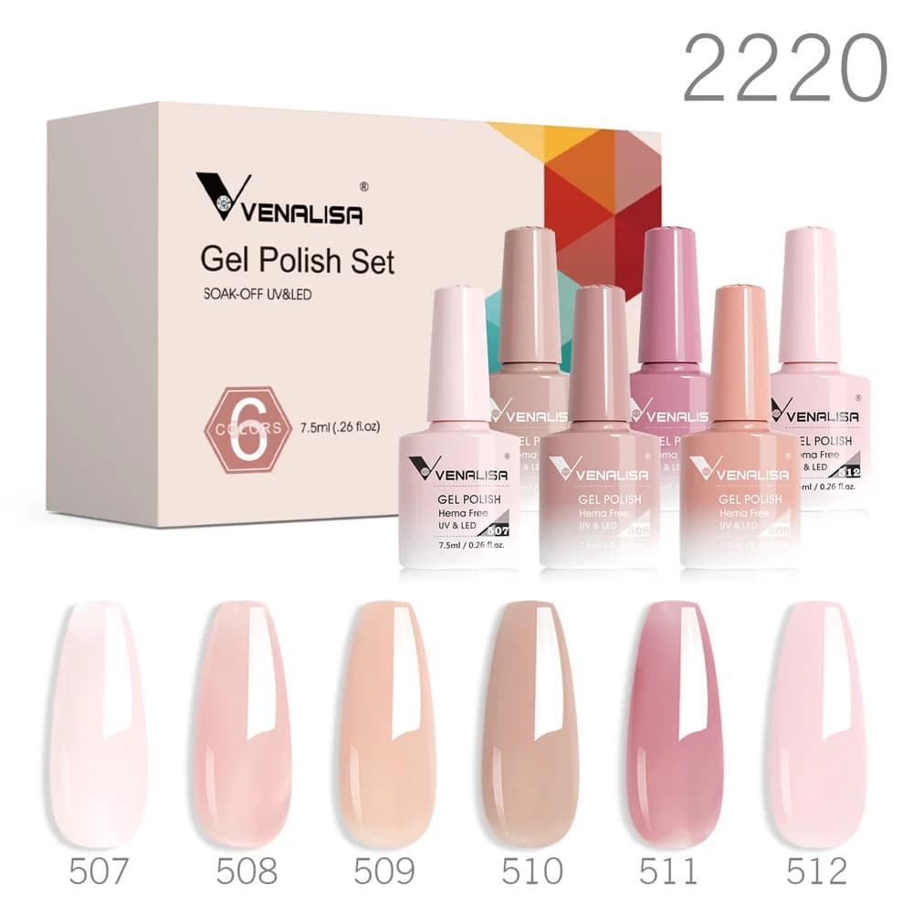 6 pçs/set VIP5 Venalisa Gel Unha Polonês HEMA FREE Jelly Rosa Cor Nua Verniz Soak Off UVLED Laca Semi Permanente Kit de Marca