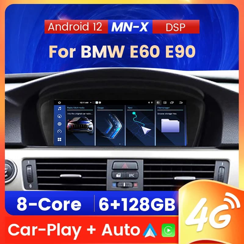 Armazém da UE Android 14 System 4G Car Radio Multimedia Video Player DSP GPS para BMW Série 5 E60 E61 E63 E64 E90 E91 E92 E93 CCC android auto