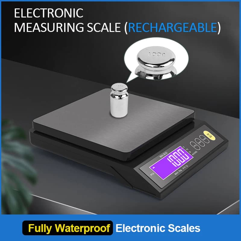 Balança de cozinha recarregável, 5kg/10kg, totalmente à prova d'água, display lcd, aço inoxidável, balança eletrônica, pesagem doméstica,