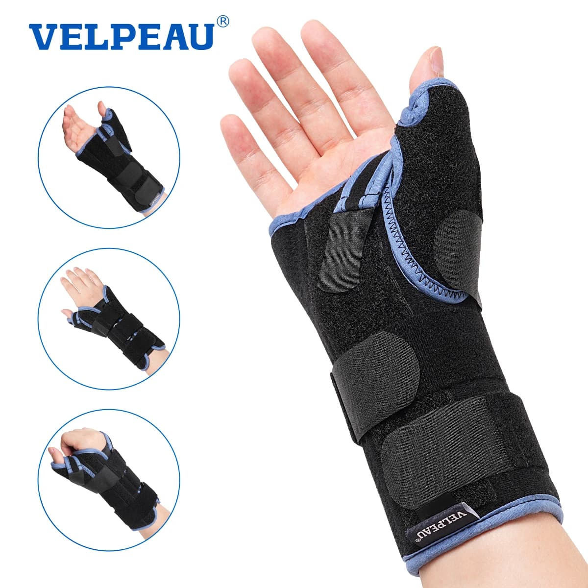 Tala de pulso VELPEAU com estabilizador de polegar para tendinite, tenossinovite e dor de artrite de quervain, cinta de articulação de pulso