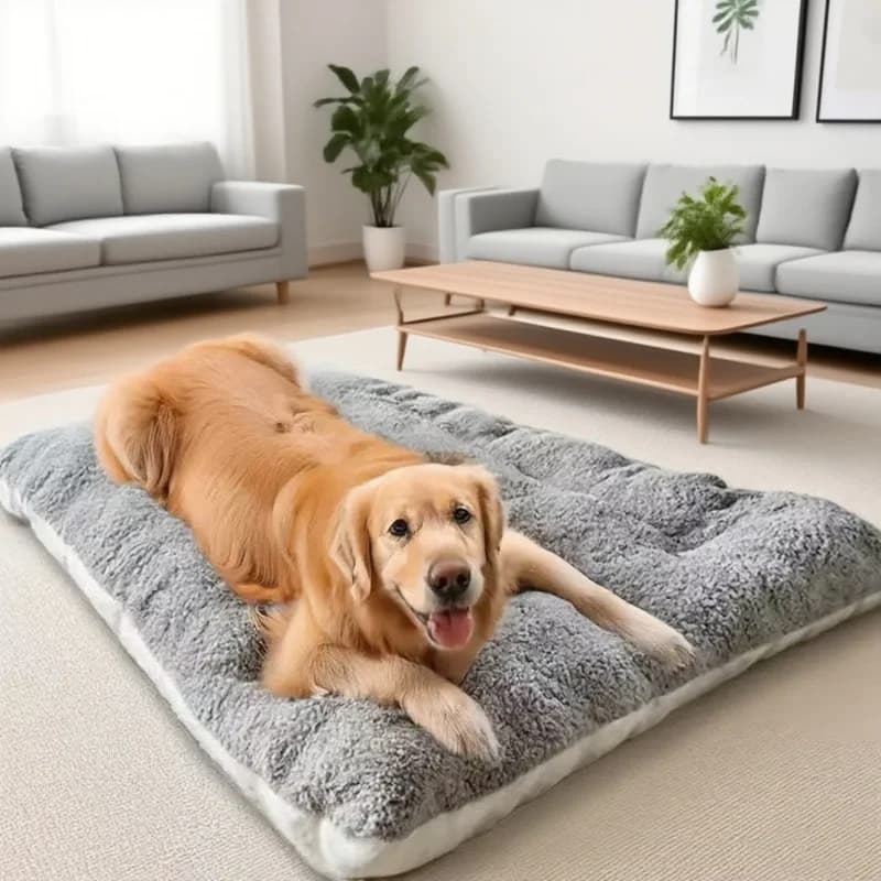 Cama de pelúcia extra grande para cães, sofá engrossado de poliéster super macio para animais de estimação, caixa para cães pequenos, médios e