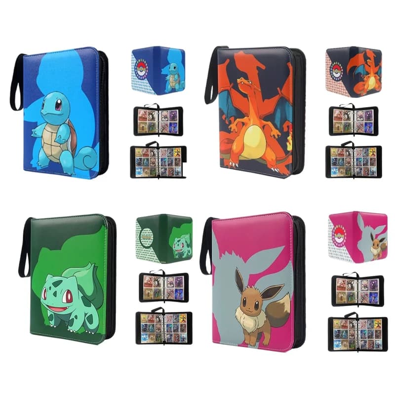 Cartão pokémon anime figura cartão saco de armazenamento álbum de fotos coletar álbum folha solta plutônio zíper jogo rei fãs pikachu cartão