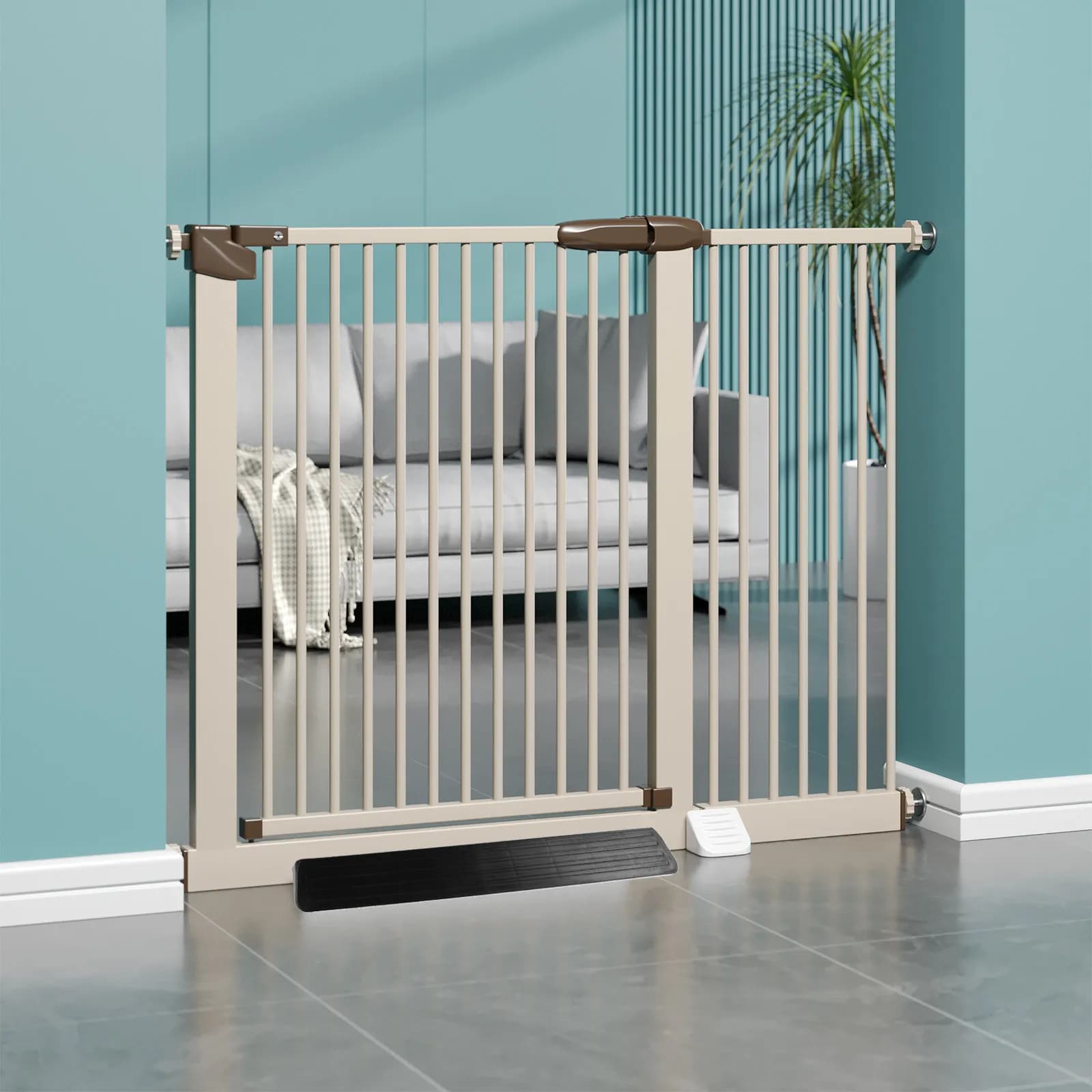 2 Peças Protetor de Soleira para Portão de Segurança Infantil, Suporte de Pedal, Rampa de Segurança para Portões, Ferragens para Escadas,