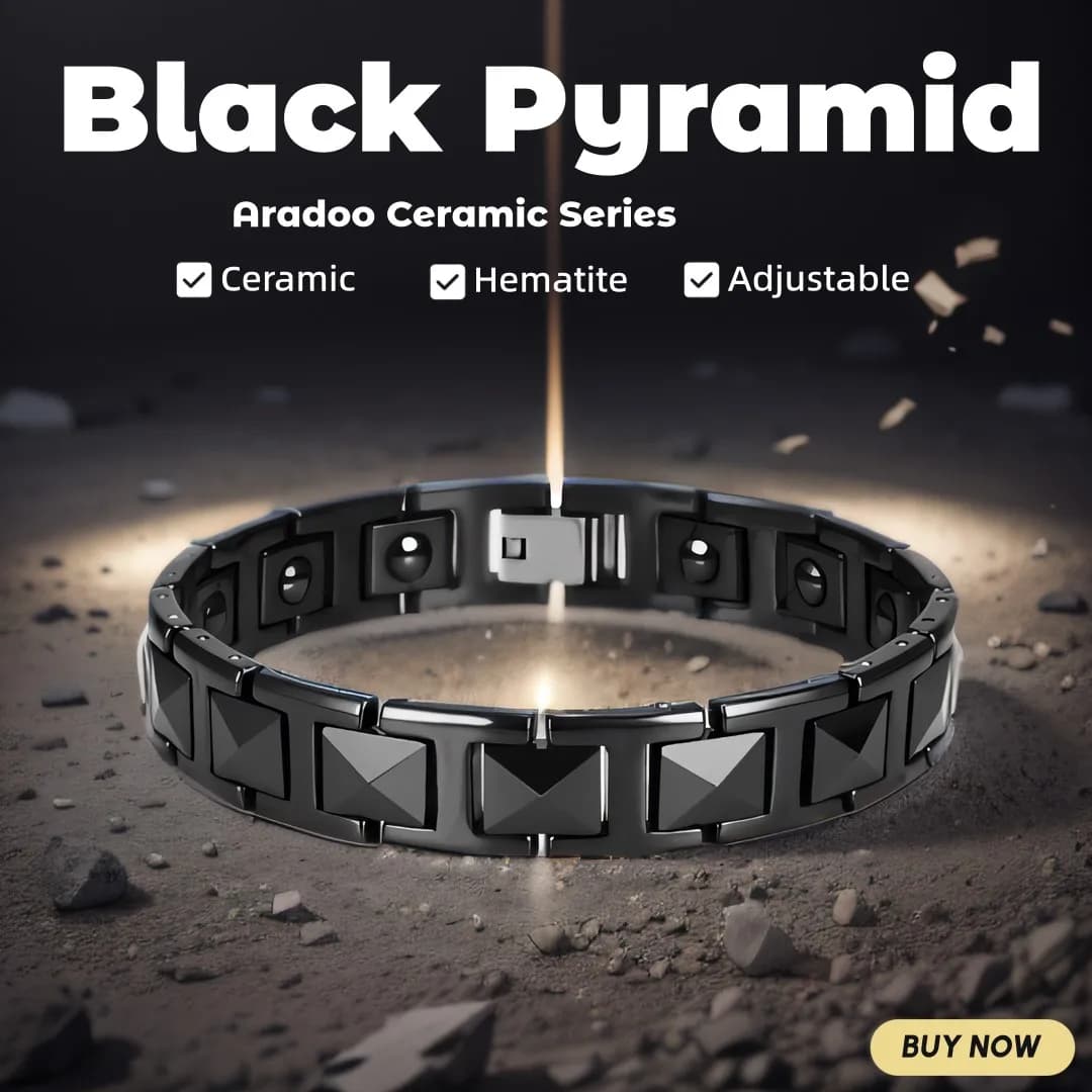 Pirâmide de cerâmica preta casal energia pulseira germânio antioxidante anti-radiação anti-fadiga pulseira de saúde
