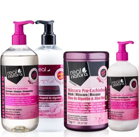 Real Natura Kit Pro Cachinhos 1 Shampoo 500ml 1 Máscara 1kg 1 Condicionador 300ml 1 Humidificador 500ml