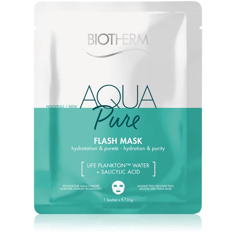 Biotherm Aqua Pure Flash Mask máscara em folha com efeito hidratante para regeneração da pele 31 g