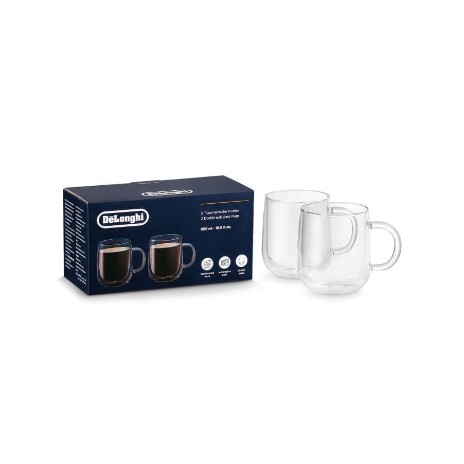 De'Longhi De'Longhi Chávenas de vidro de parede dupla, 500ml, conjunto de 2 DLSC327