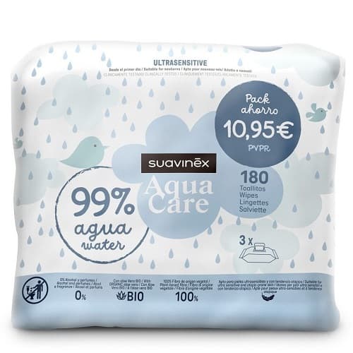 Suavinex Pack 3Toallitas Aqua Care 60U