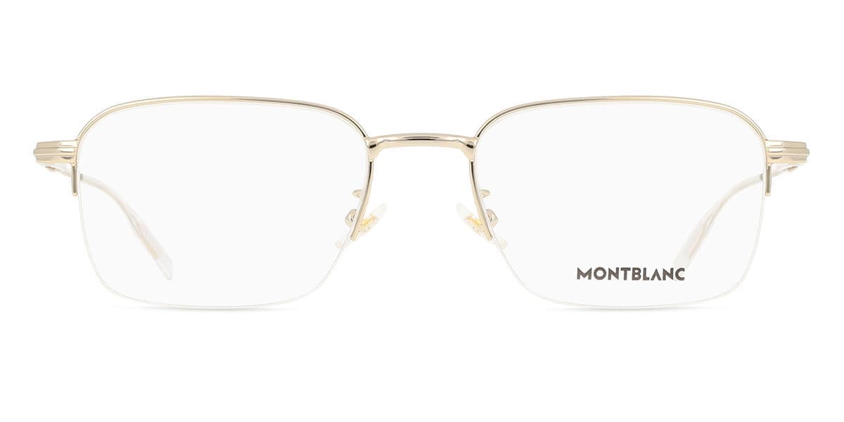 Montblanc MB0220OA Asian Fit 005 Óculos de Grau Dourados Masculino