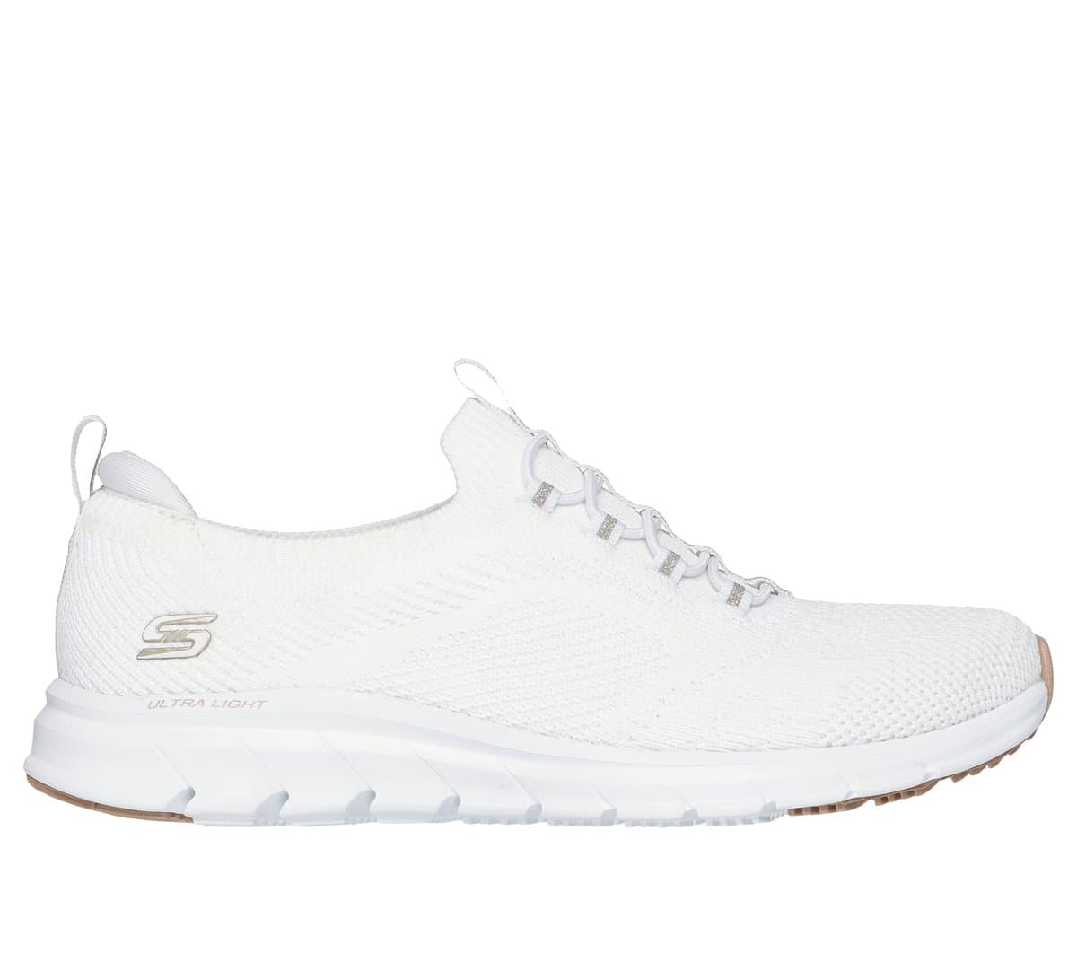Skechers Pure Flex - Poised Shoes em Branco/Dourado, Tamanho 35, Vegan, Lavável à máquina