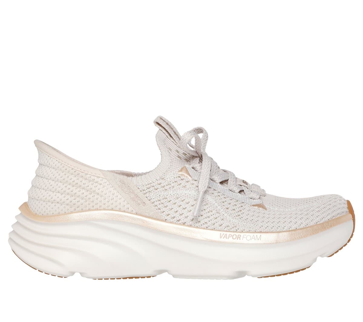 Skechers Slip-ins Relaxed Fit: D'Lux Vapor - Evening Glowing Shoes em Natural/Dourado, Tamanho 35, Vegan, Lavável à máquina