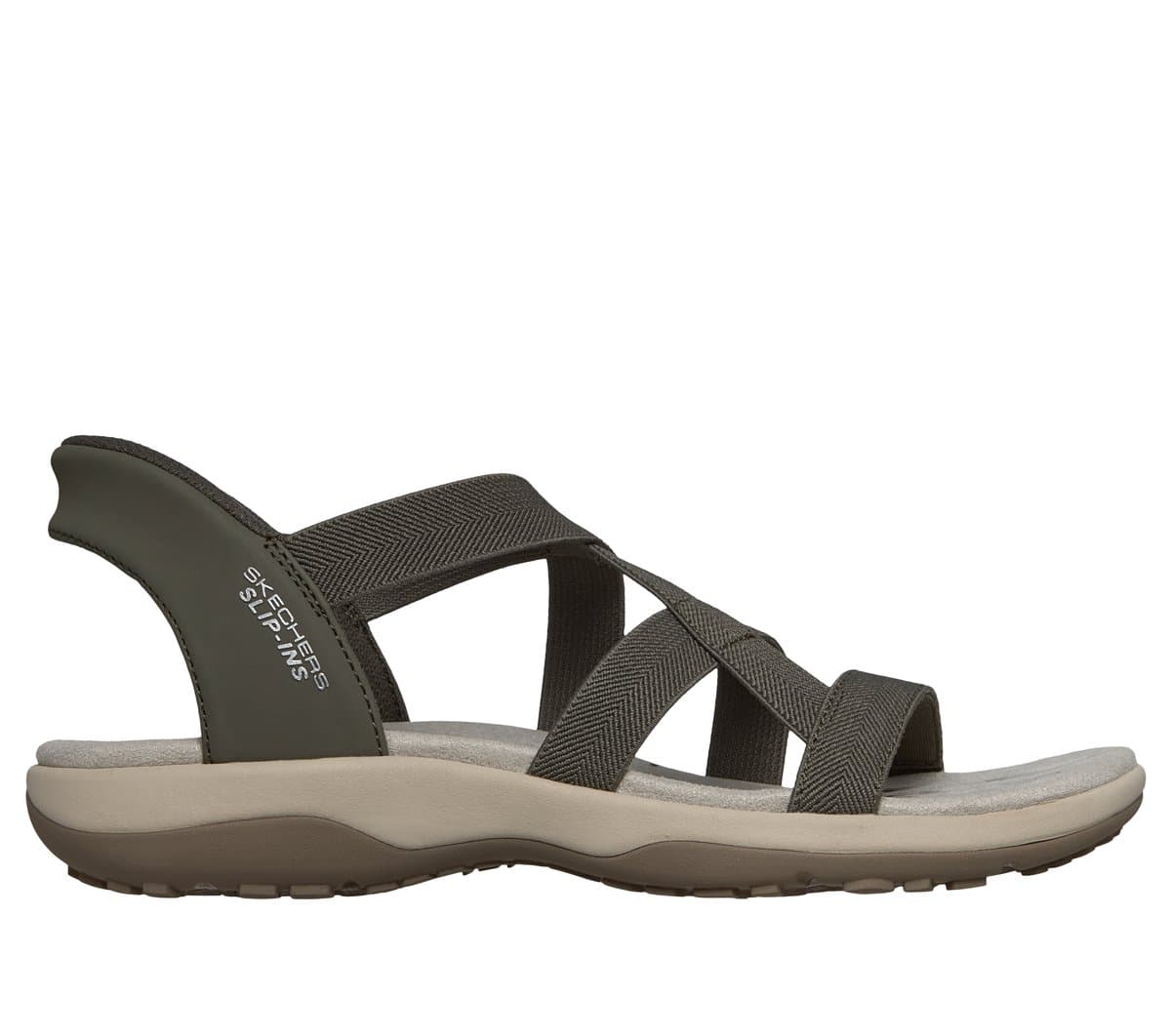 Skechers Slip-ins: Reggae Slim - Stretch Flex Shoes em Azeitona, Tamanho 40, Vegan