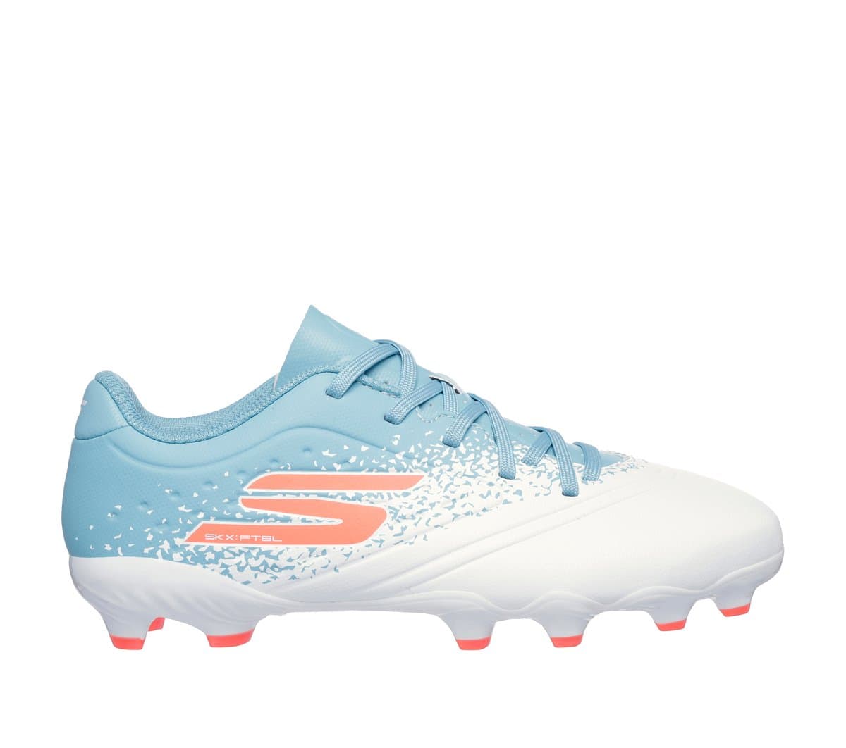 Skechers Razor 1.5 Jr Td FG Shoes em Branco/Turquesa, Tamanho 26.5