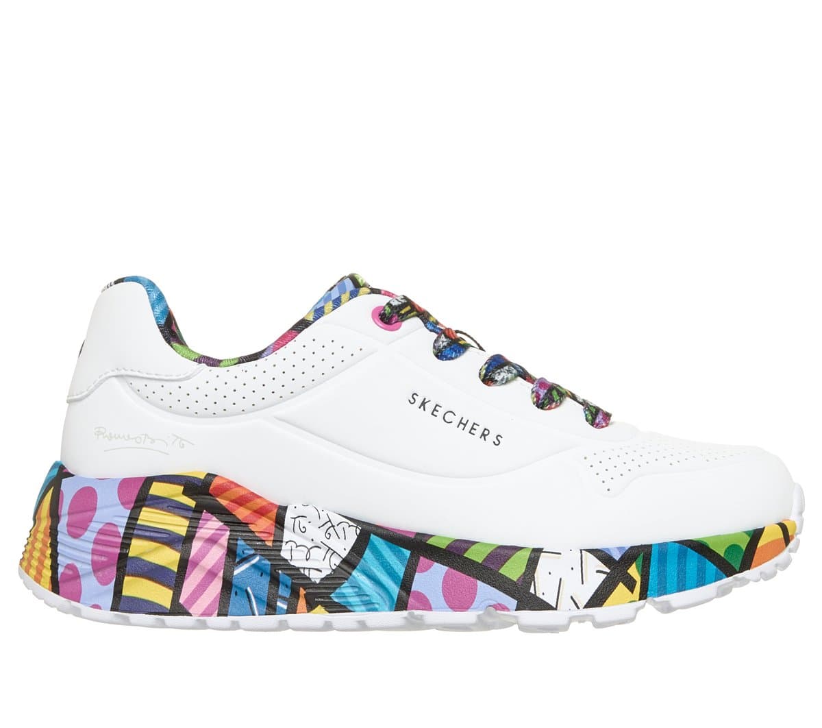 Skechers homemina Britto: UNO Lite - Britto Landscape Shoes em Branco, Tamanho 32, Lavável à máquina