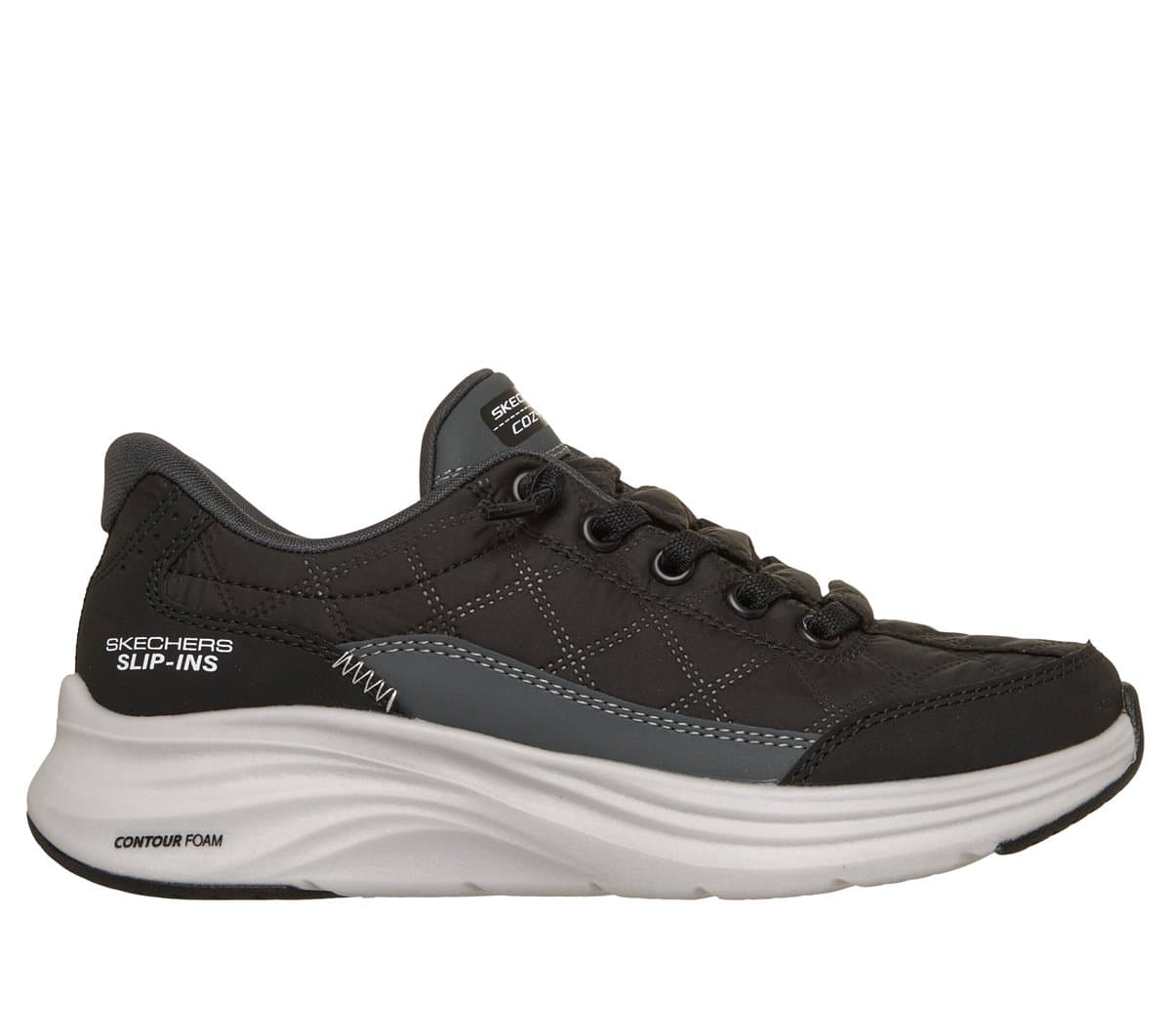 Skechers homemino Slip-ins: Contour Foam - Cozy Fit Shoes em Preto/Branco, Tamanho 33.5, Lavável à máquina