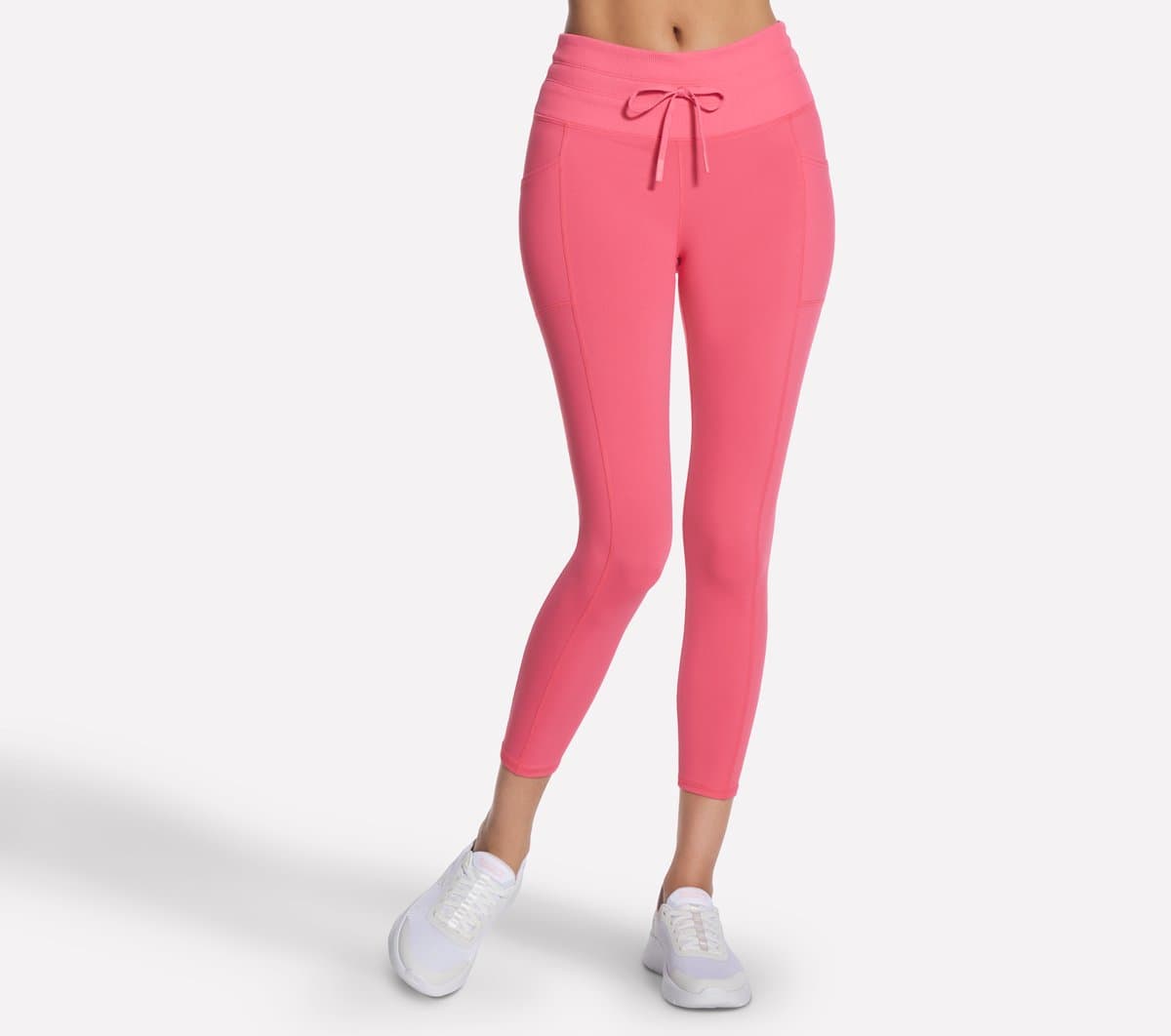 Skechers GO WALK Rib Mix High Waisted 7/8 Legging em Taupe/Coral, Tamanho XL