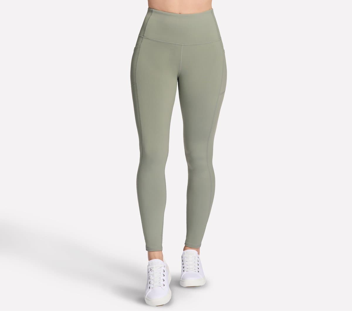 Skechers GO WALK High Waisted Legging em Taupe/Azeitona, Tamanho XS