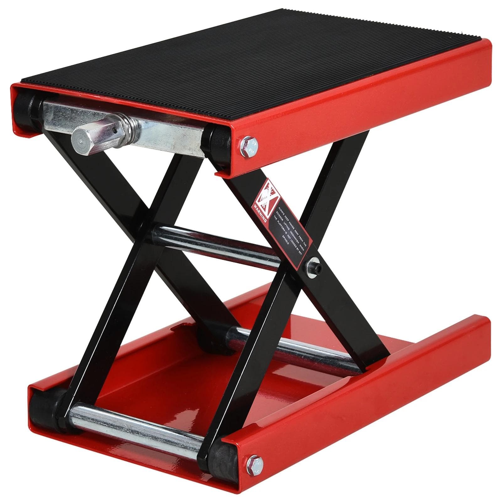 DURHAND Plataforma de elevação de tesoura  com altura ajustável Carga 500 kg 41,5x23,5x10-37 cm Preto e Vermelho   Aosom Portugal