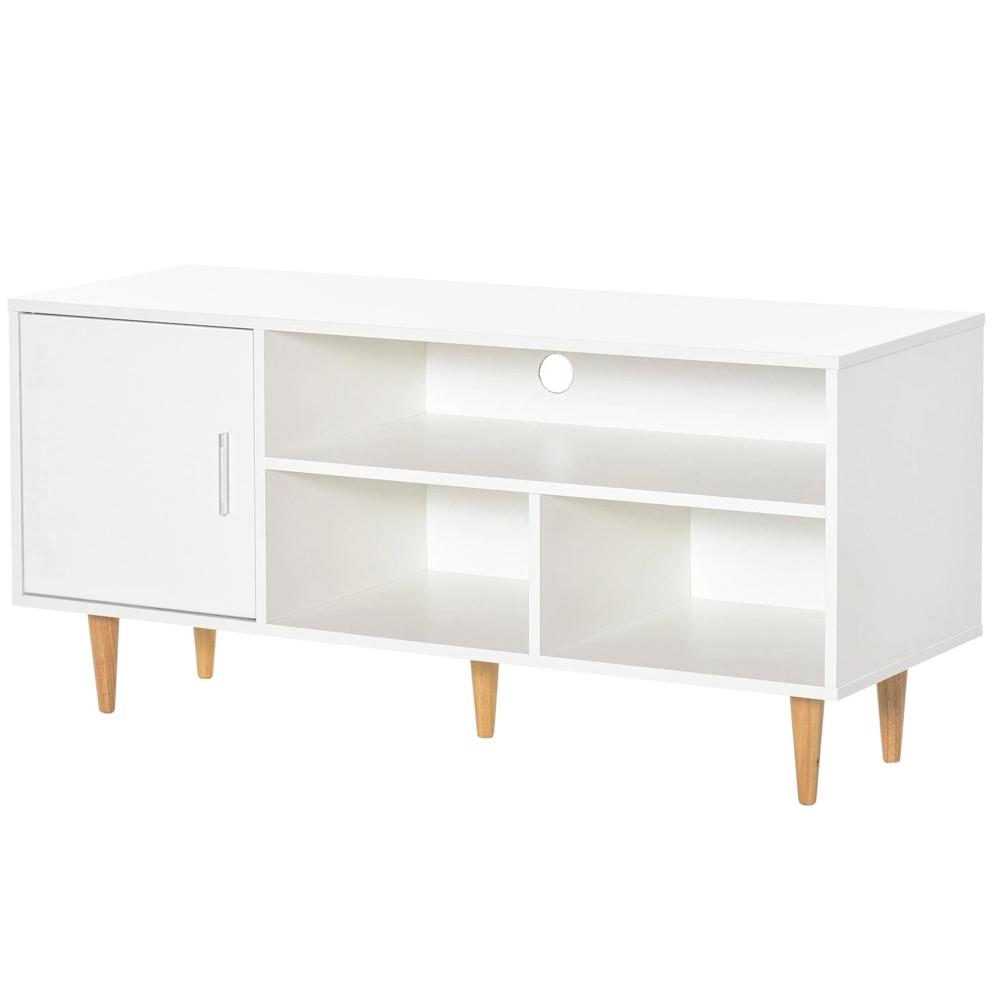 HOMCOM Móvel TV até 60” Moderno Sala Estar Armário 3 Compartimentos 120x40x55cm Branco   Aosom Portugal