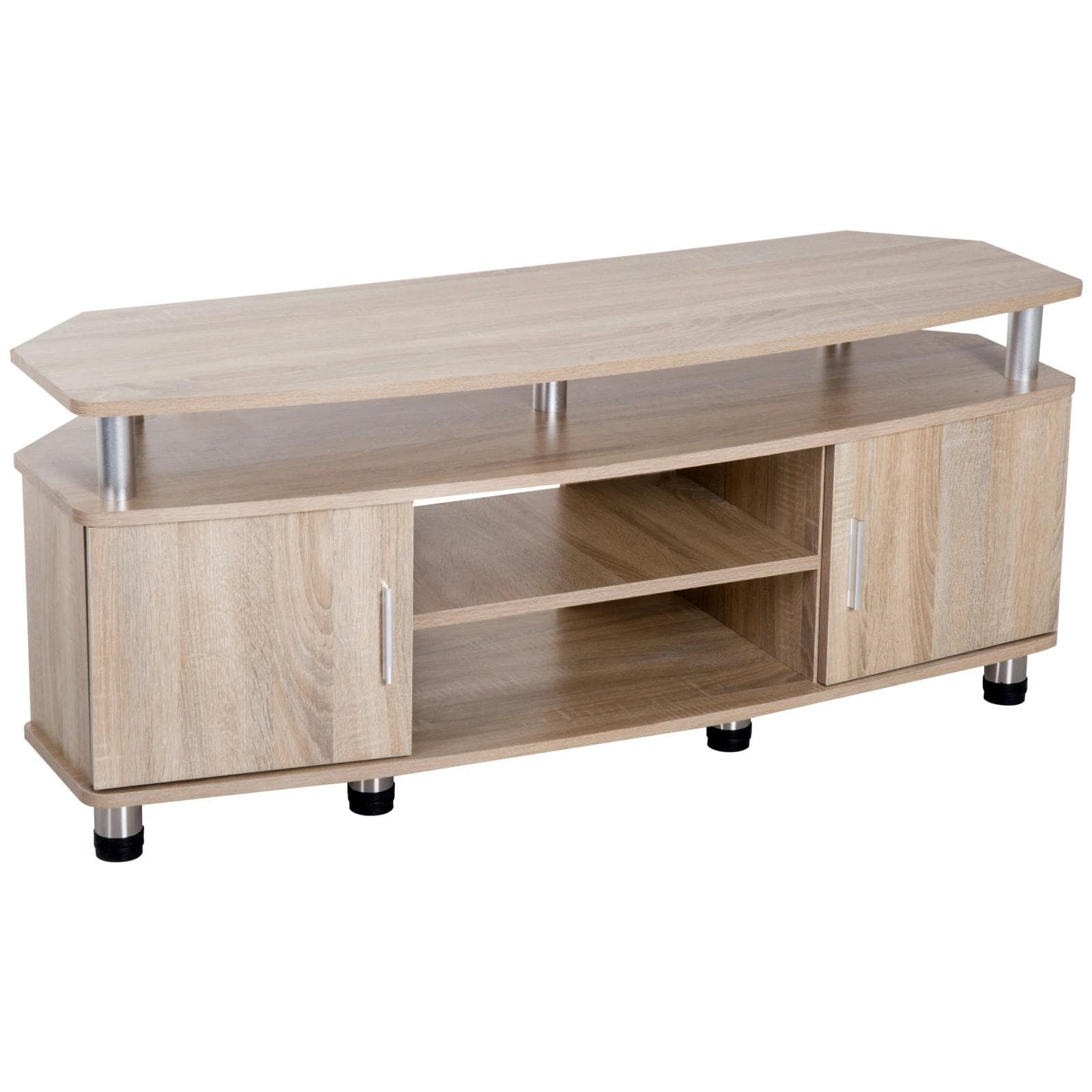 HOMCOM Móvel de TV Moderno Móvel para TV com Armário 2 Portas 2 Prateleiras 120x39,5x52 cm Carvalho   Aosom Portugal
