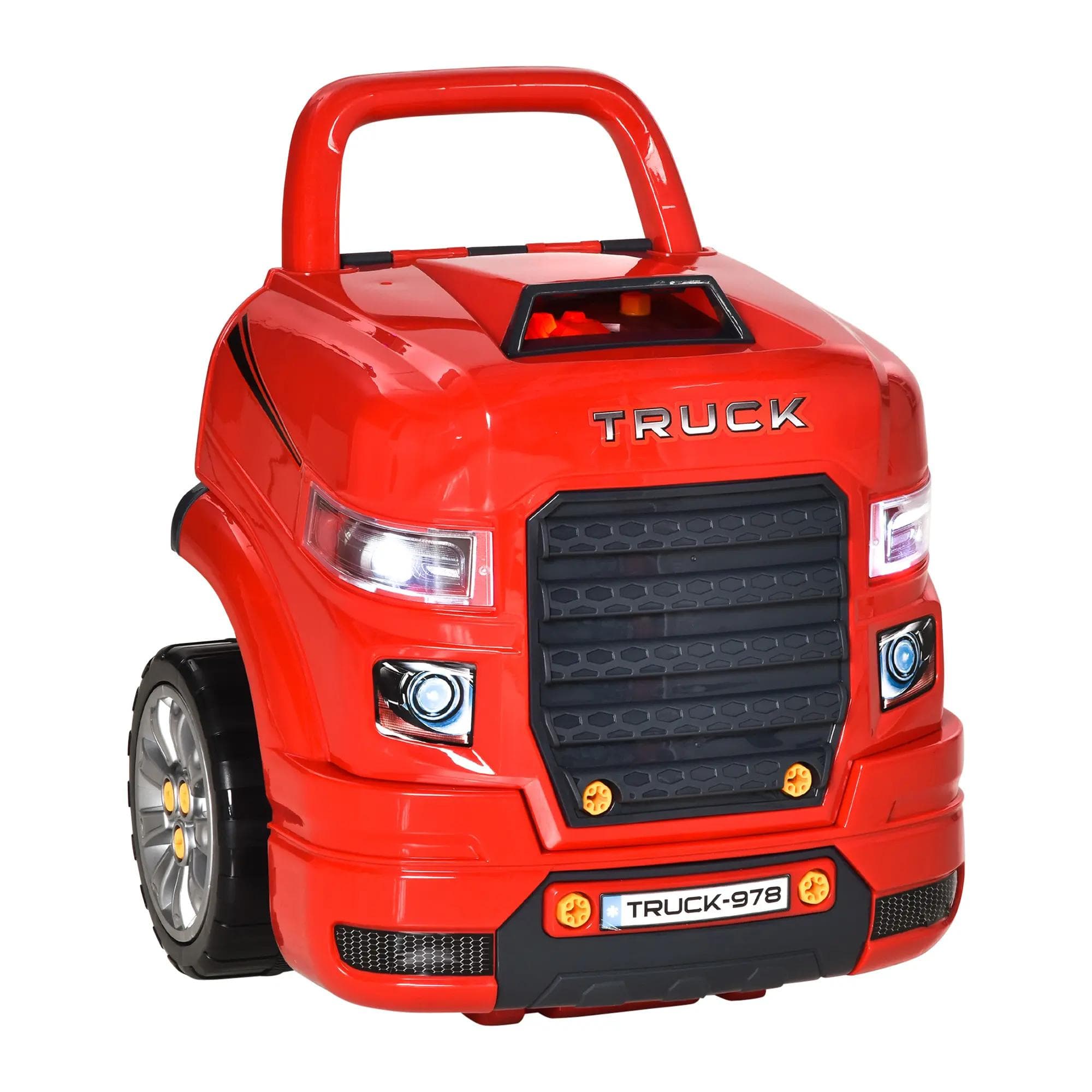 HOMCOM Motor de Caminhão para Crianças acima de 3 Anos Conjunto de Motor de Brinquedo com 61 Peças Volante Buzina Faróis 40x39x47cm   Aosom