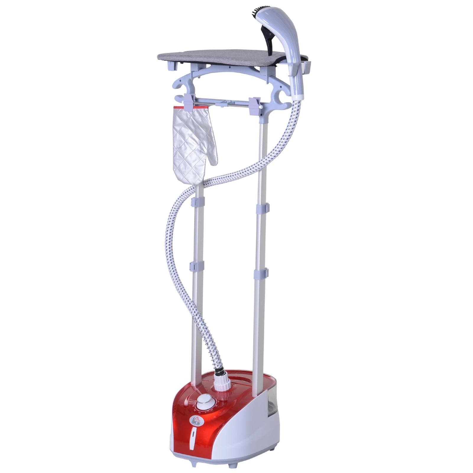 HOMCOM Ferro de Engomar a Vapor para Roupa 1800W Temperatura Ajustável em 11 Níveis Depósito de 2 L 35x25x47-119 cm Vermelho   Aosom Portugal