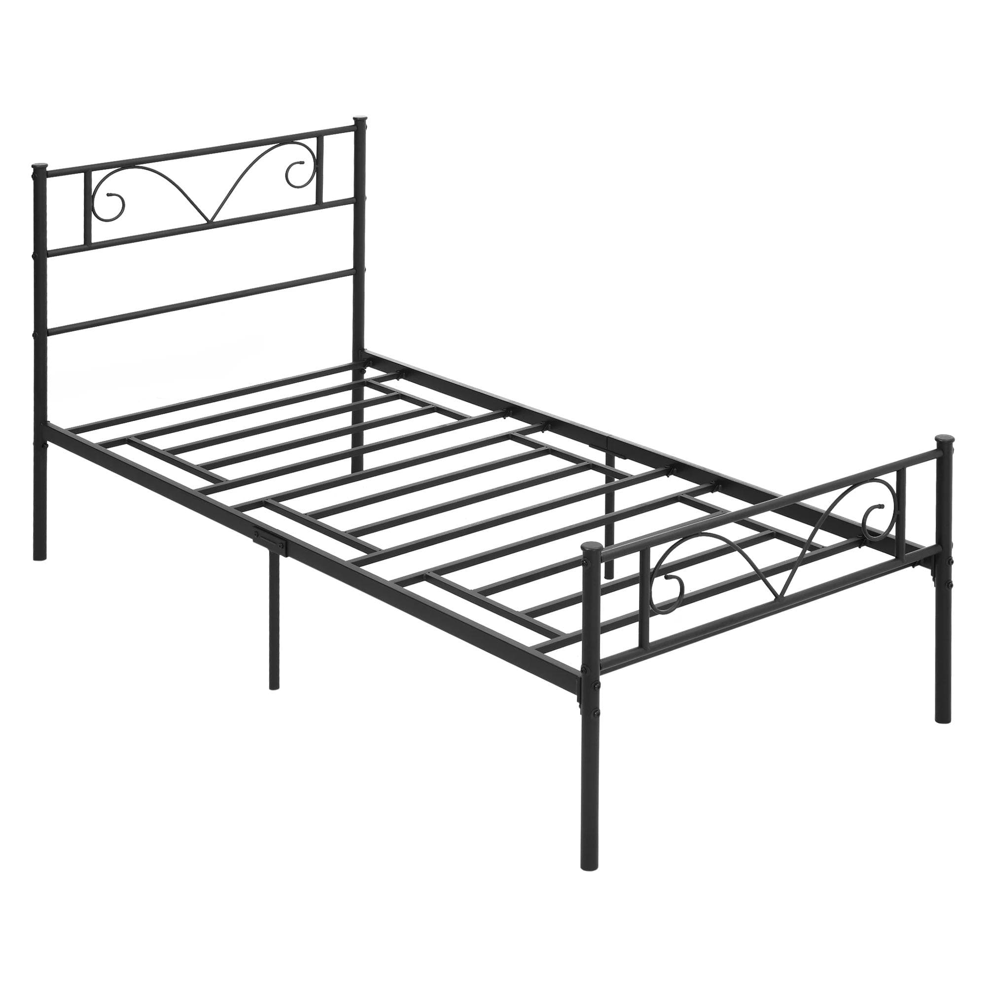 HOMCOM Estrutura de Cama Individual de Metal 31cm para Colchão 90x190cm com Cabeceira com Forma de Mariposa 95x196x100cm Preto   Aosom Portugal
