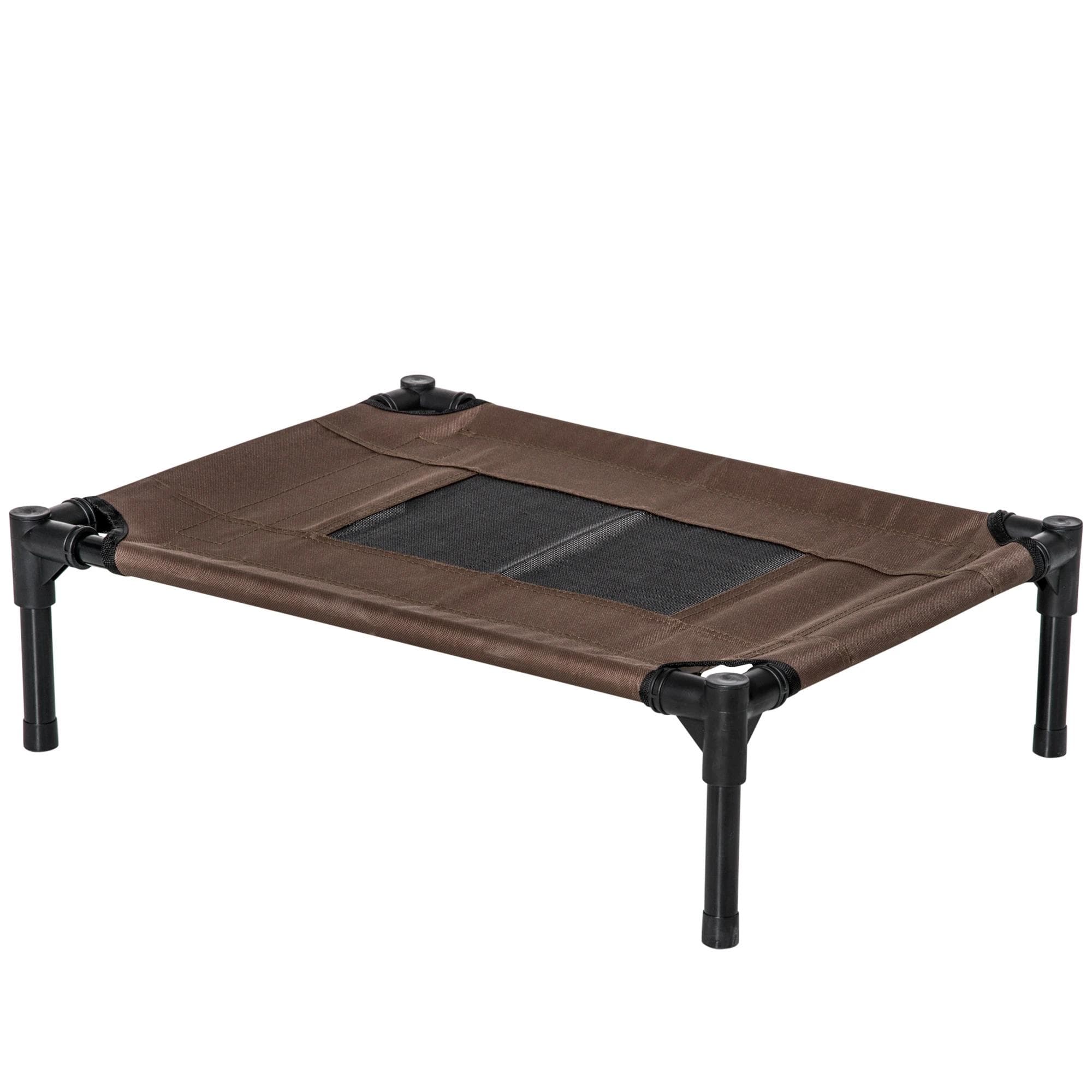 PawHut Cama Elevada Animais Estimação Conforto Cães Gatos Portátil Tecido Respirável Interior Exterior 64x46x18cm Marrom   Aosom Portugal