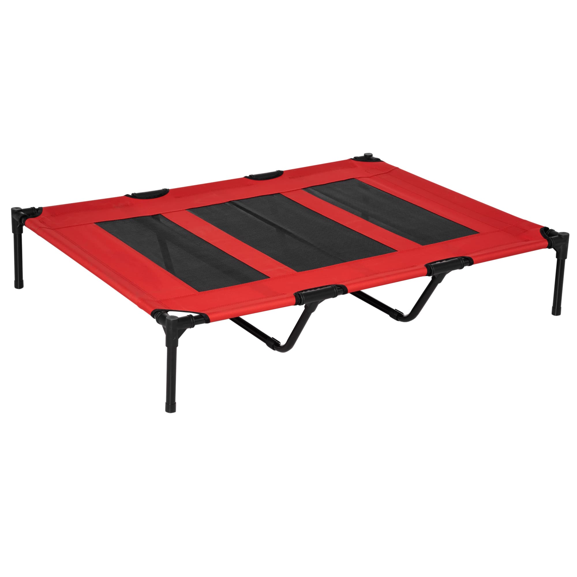PawHut Leito Elevado Cães Gatos Tecido Transpirável Conforto Para Dormir Fácil Limpeza Estrutura Resistente 122x92x23cm Vermelho   Aosom Portugal