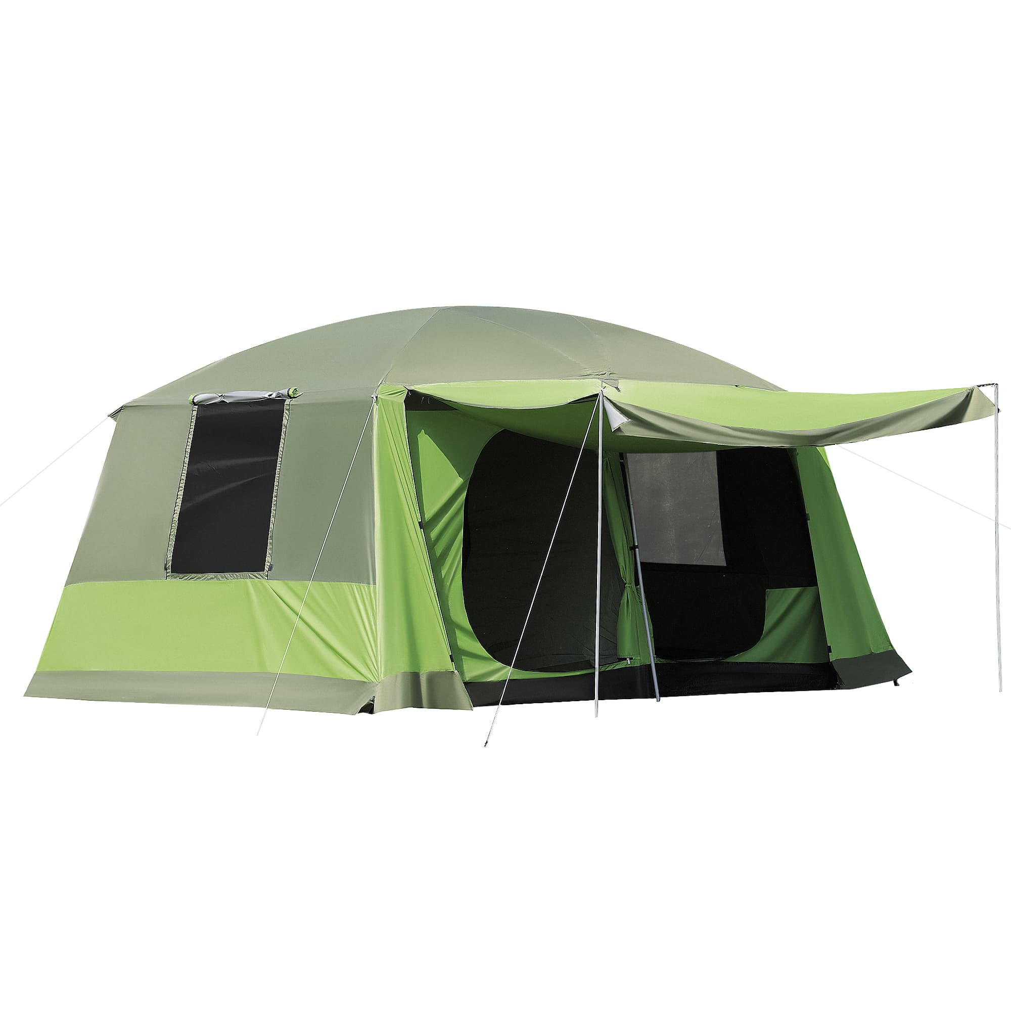 Outsunny Tenda de Campismo Familiar para 4 Pessoas Tenda de Campismo Portátil Impermeável com Bolsa de Transporte Rede Mosquiteira e Proteção