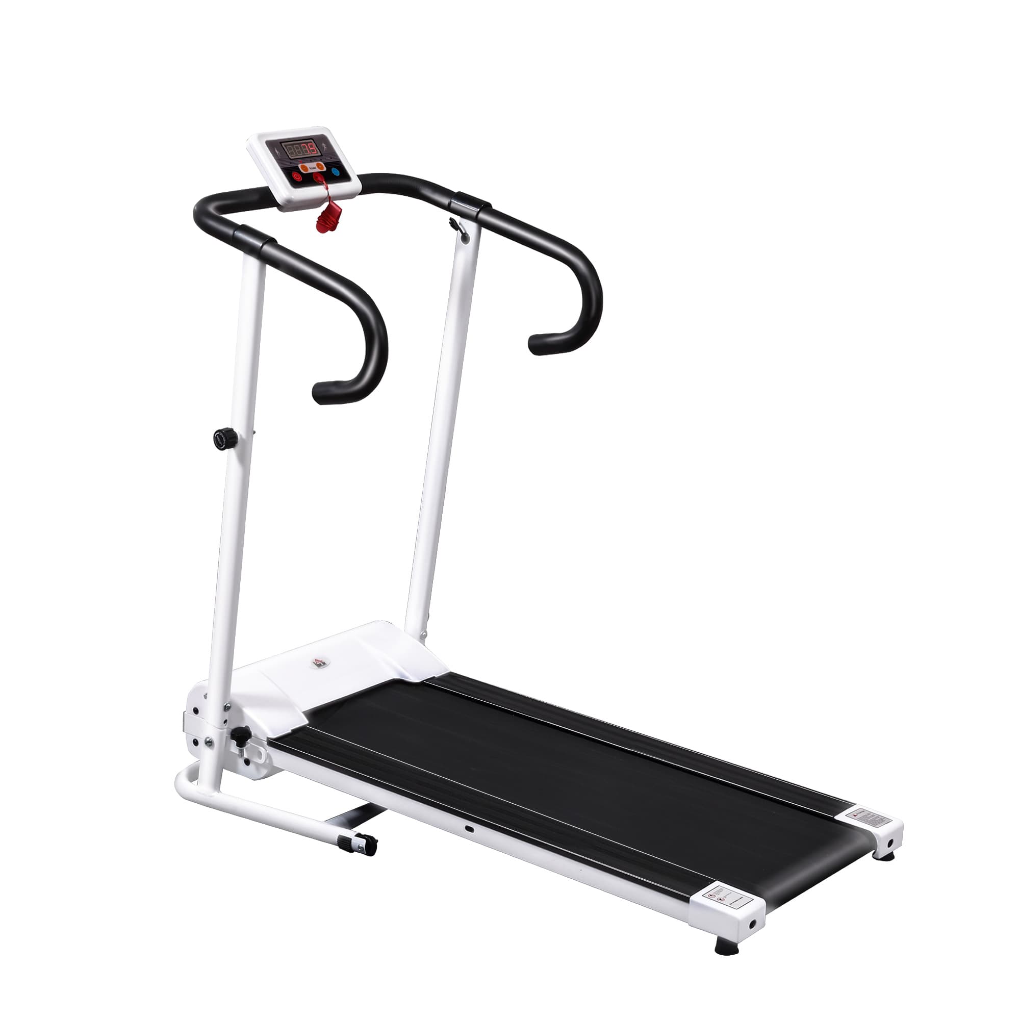HOMCOM Passadeira Elétrica Dobrável Passadeira Elétrica com Velocidade 1-10km/h com Ecrã LCD 125x61x118 cm Branco e Preto   Aosom Portugal