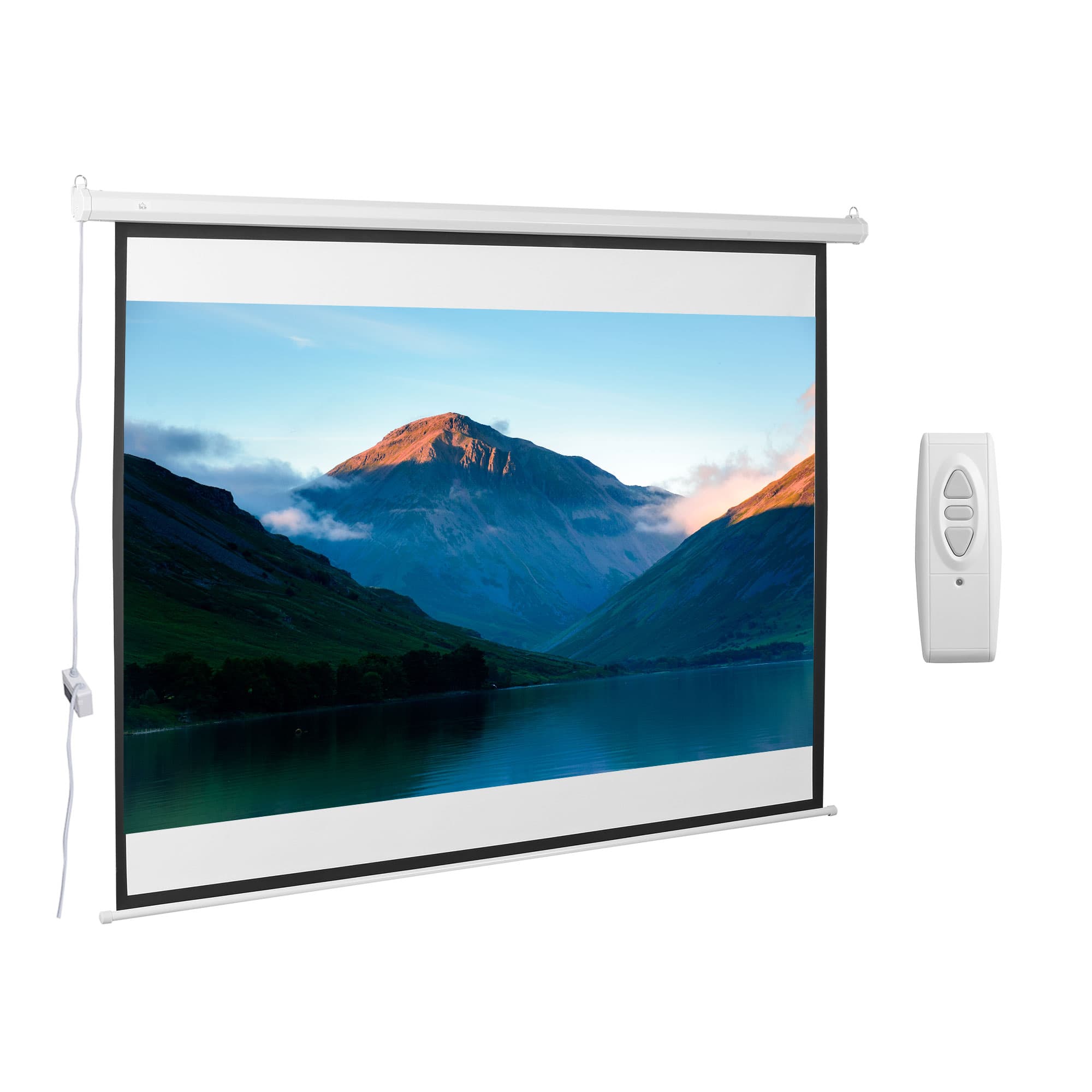 HOMCOM Tela Projeção Automática 100" 4:3 Controlo Remoto Suspensa Parede 203x152cm Branco Elegante   Aosom Portugal