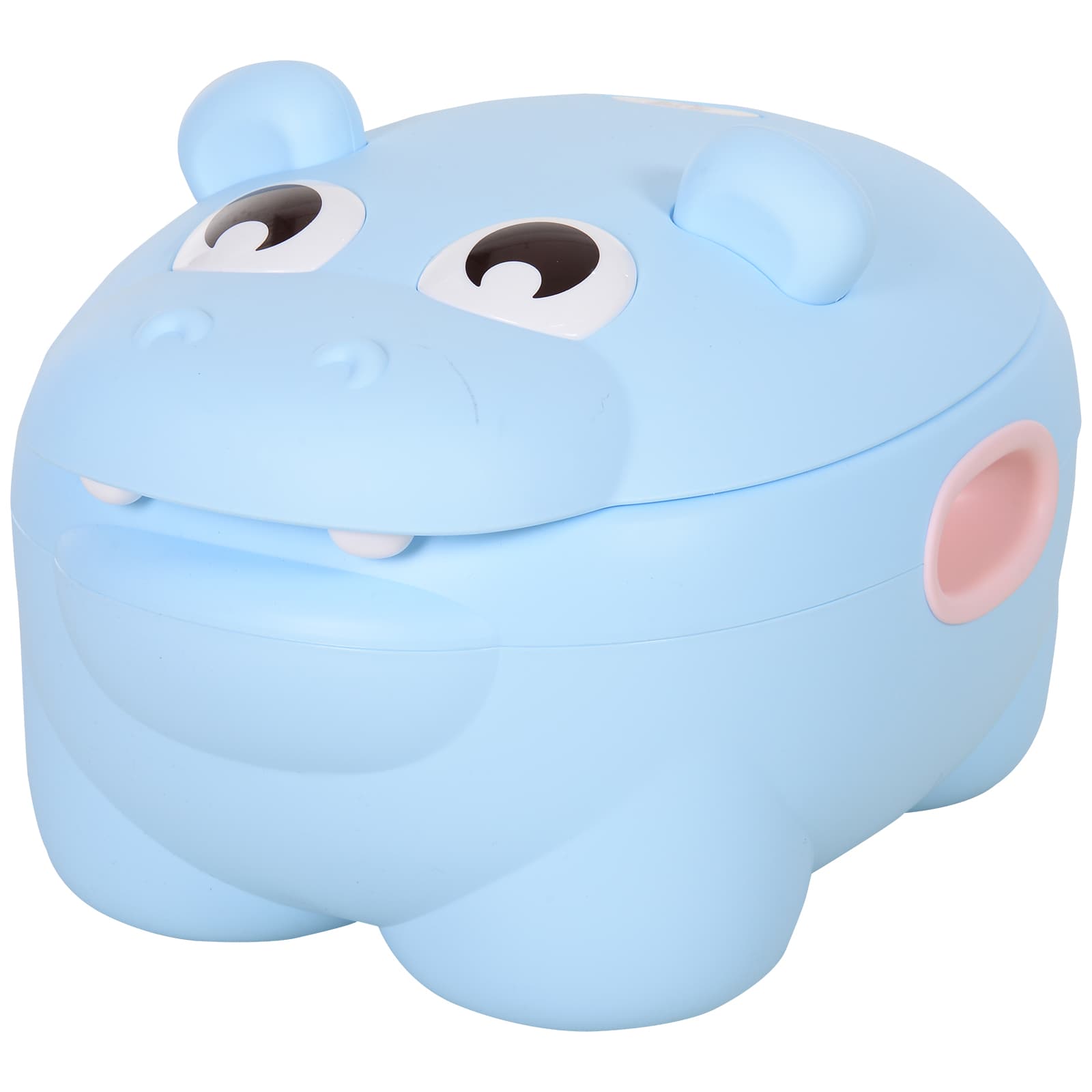 HOMCOM Bacio Bebé Hipopótamo 2 em 1 Cubo Amovível Escova Limpeza Prático Higiénico 40x30x23 cm Azul   Aosom Portugal