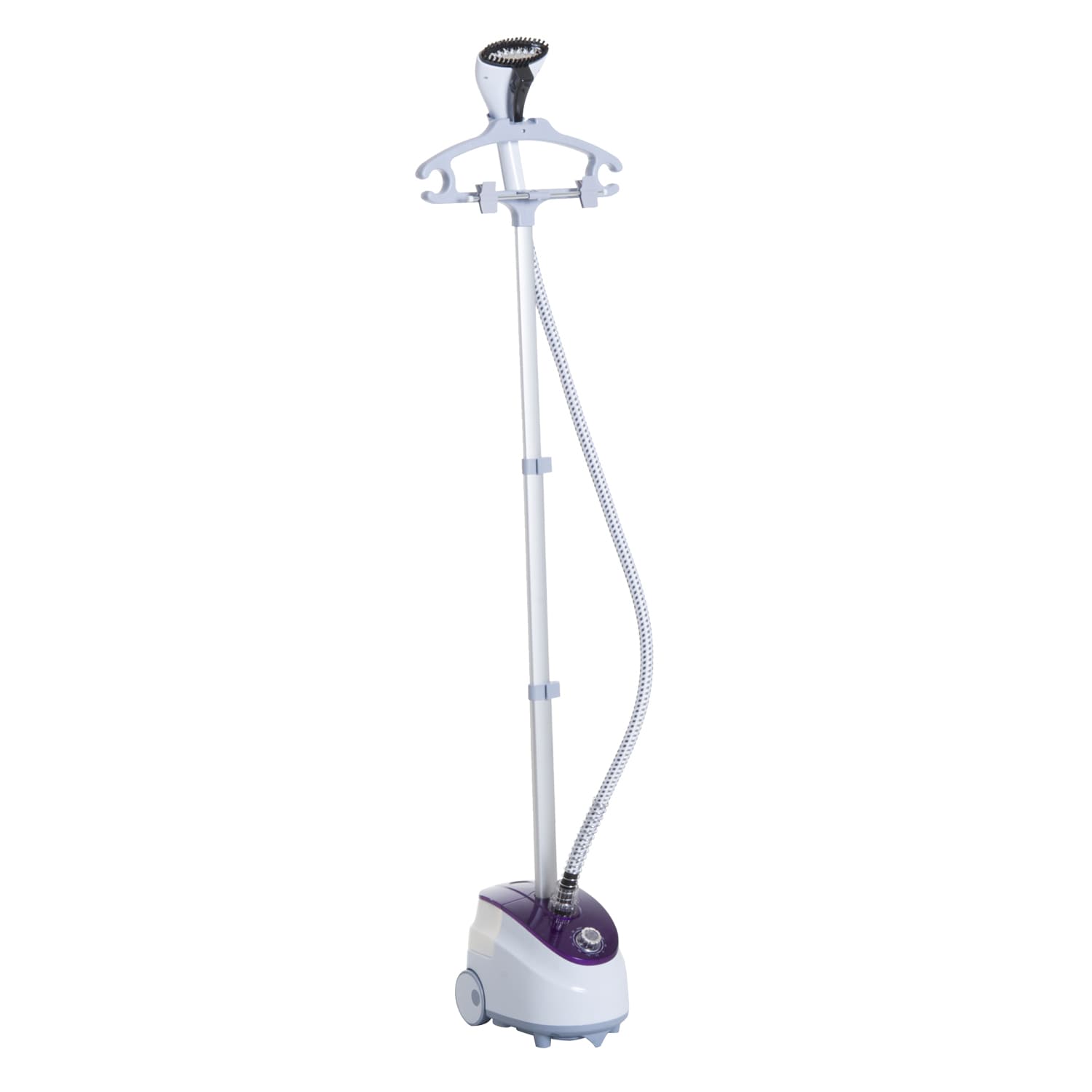 HOMCOM Ferro de Engomar a Vapor com Depósito de 1,8L e Temperatura Ajustável em 11 Níveis 21,5x30x150 cm Branco e Roxo   Aosom Portugal