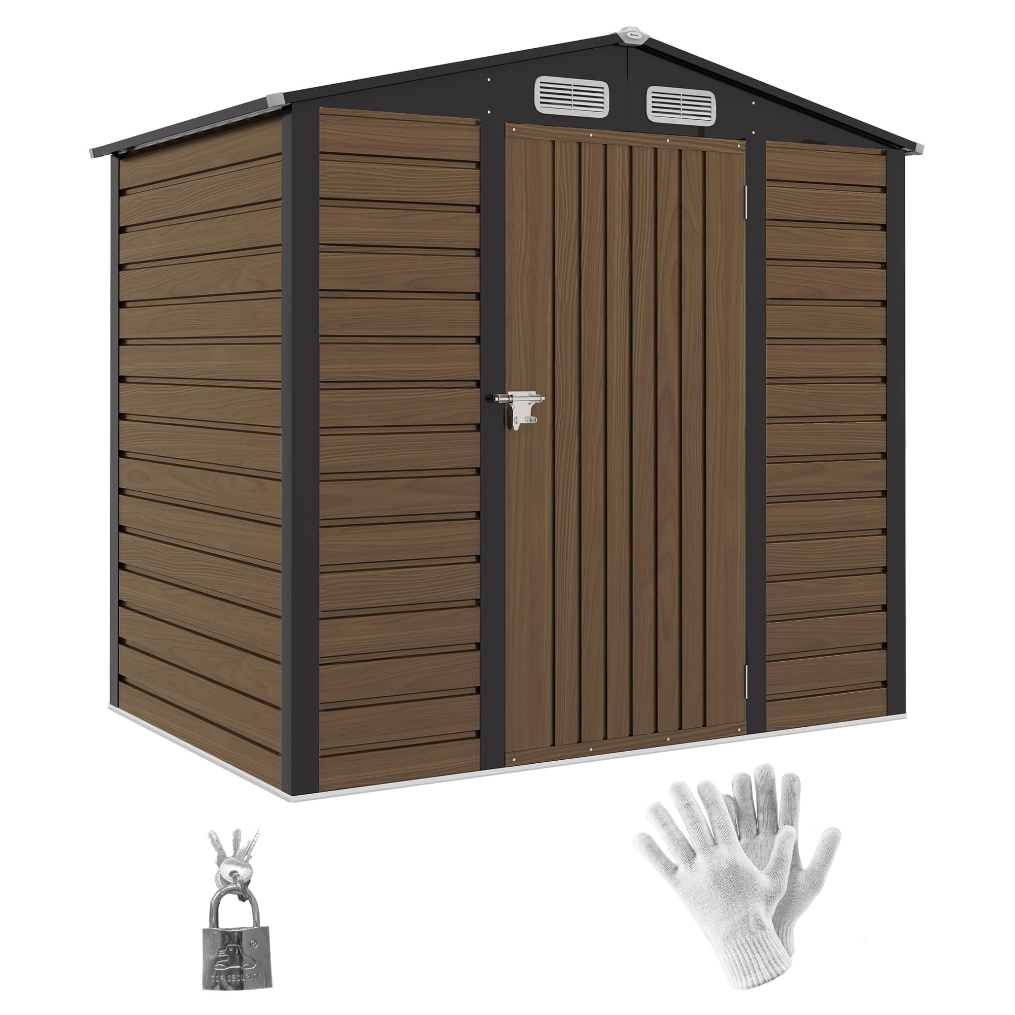 Outsunny Abrigo de Jardim 190x132x187 cm Abrigo de Ferramentas com 2 Janelas de Ventilação e Porta com Fechadura para Pátio Carvalho   Aosom