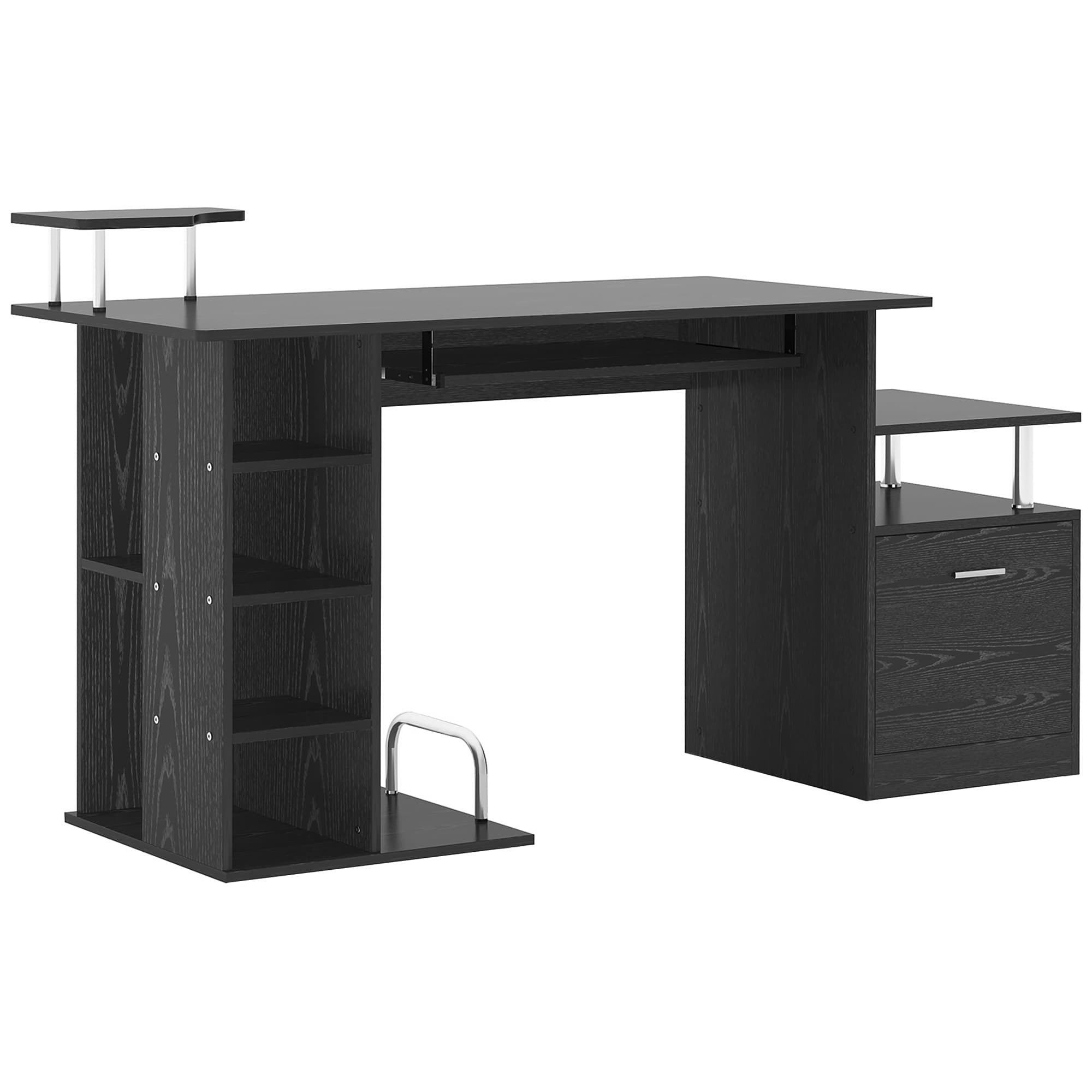 HOMCOM Secretária Escritório Madeira MDF Espaçosa Moderna 152x60x88 cm Preto   Aosom Portugal