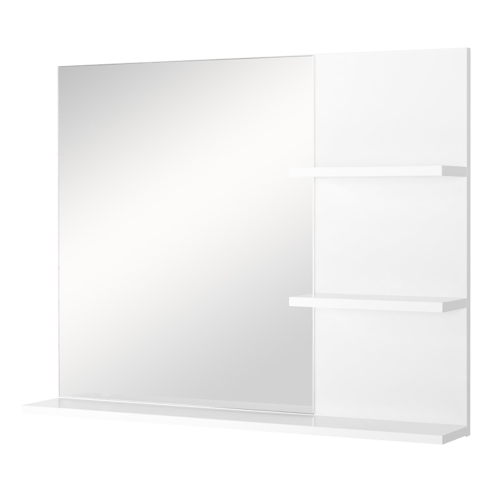 kleankin Espelho para Casa de Banho Espelho Casa de Banho para Pendurar na Parede com 3 Prateleiras  60x10x47cm Branco   Aosom Portugal