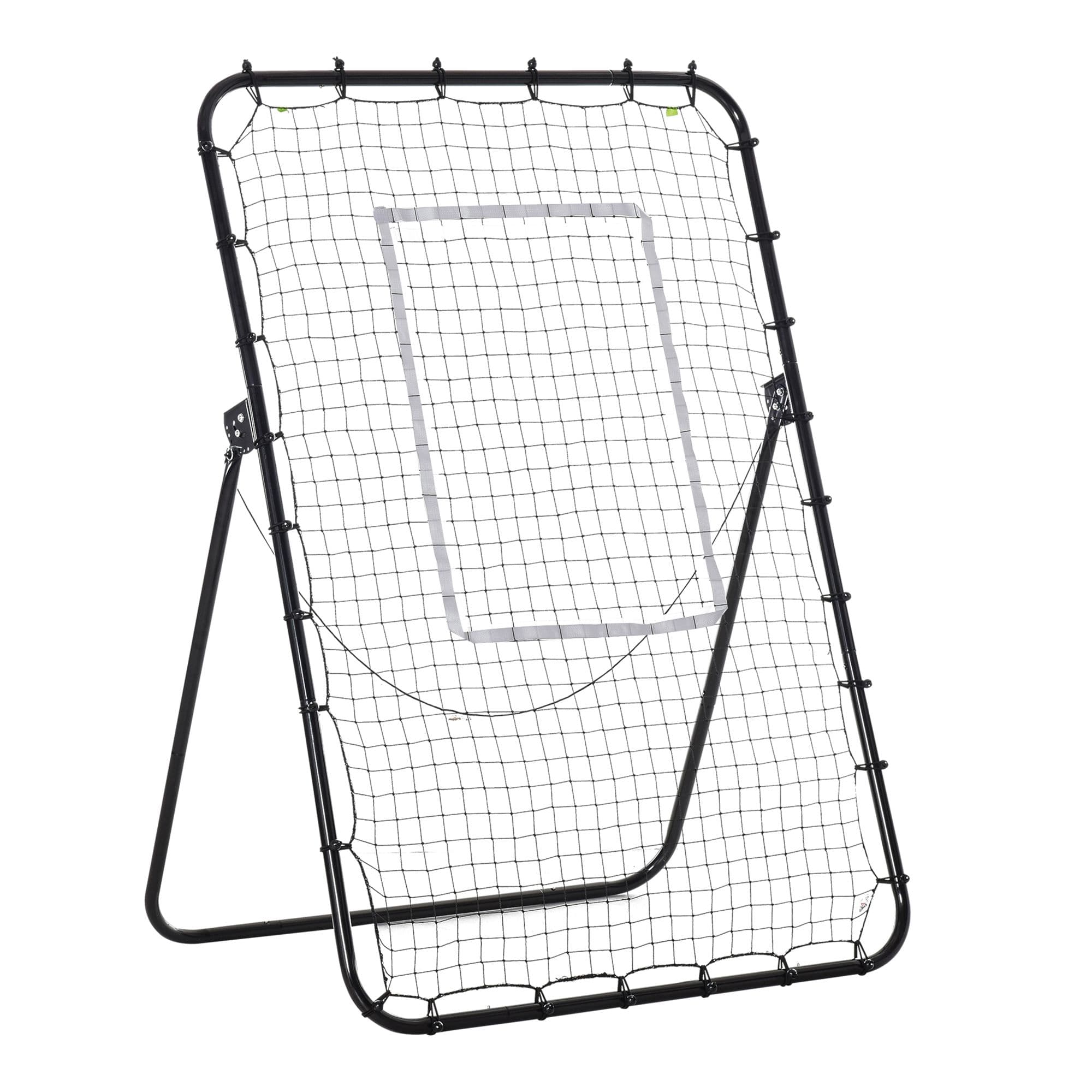 HOMCOM Rede de Rebote Dobrável de Metal com 4  ngulos e Altura Ajustável para Treinamento de Futbol Tênis 123x73x178,5cm Preto   Aosom Portugal