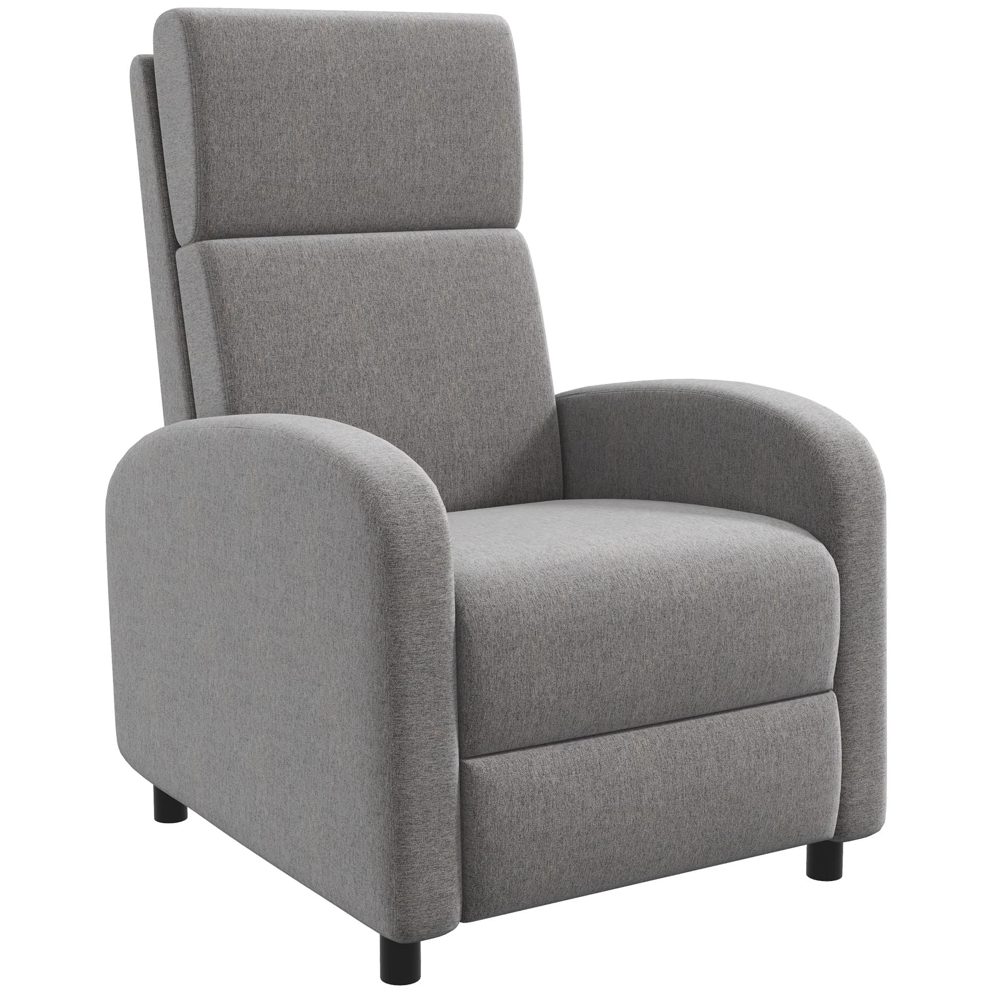 HOMCOM Poltrona Relax Reclinável até 160° Poltrona Reclinável Manual com Apoio para os Pés 64x86x102 cm Cinza   Aosom Portugal